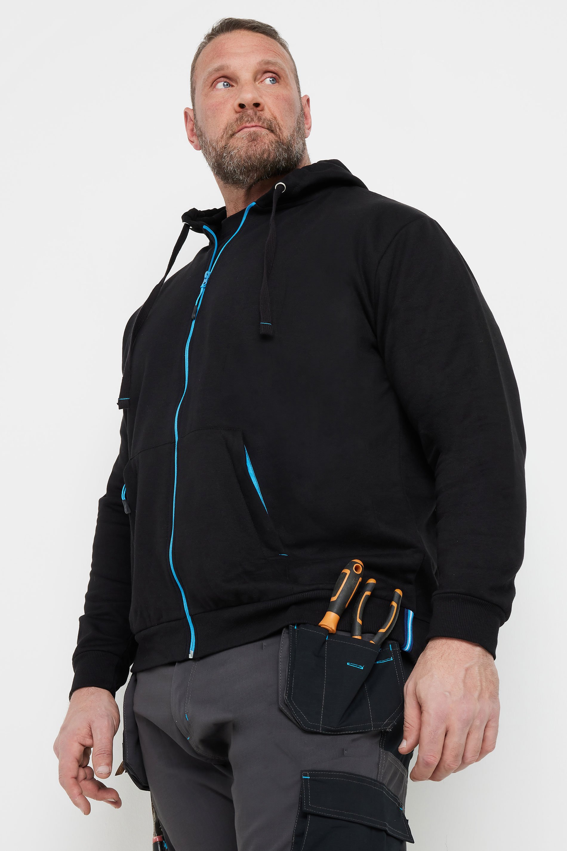 BadRhino Big & Tall Black Workwear Zip Through Hoodie | BadRhino 2