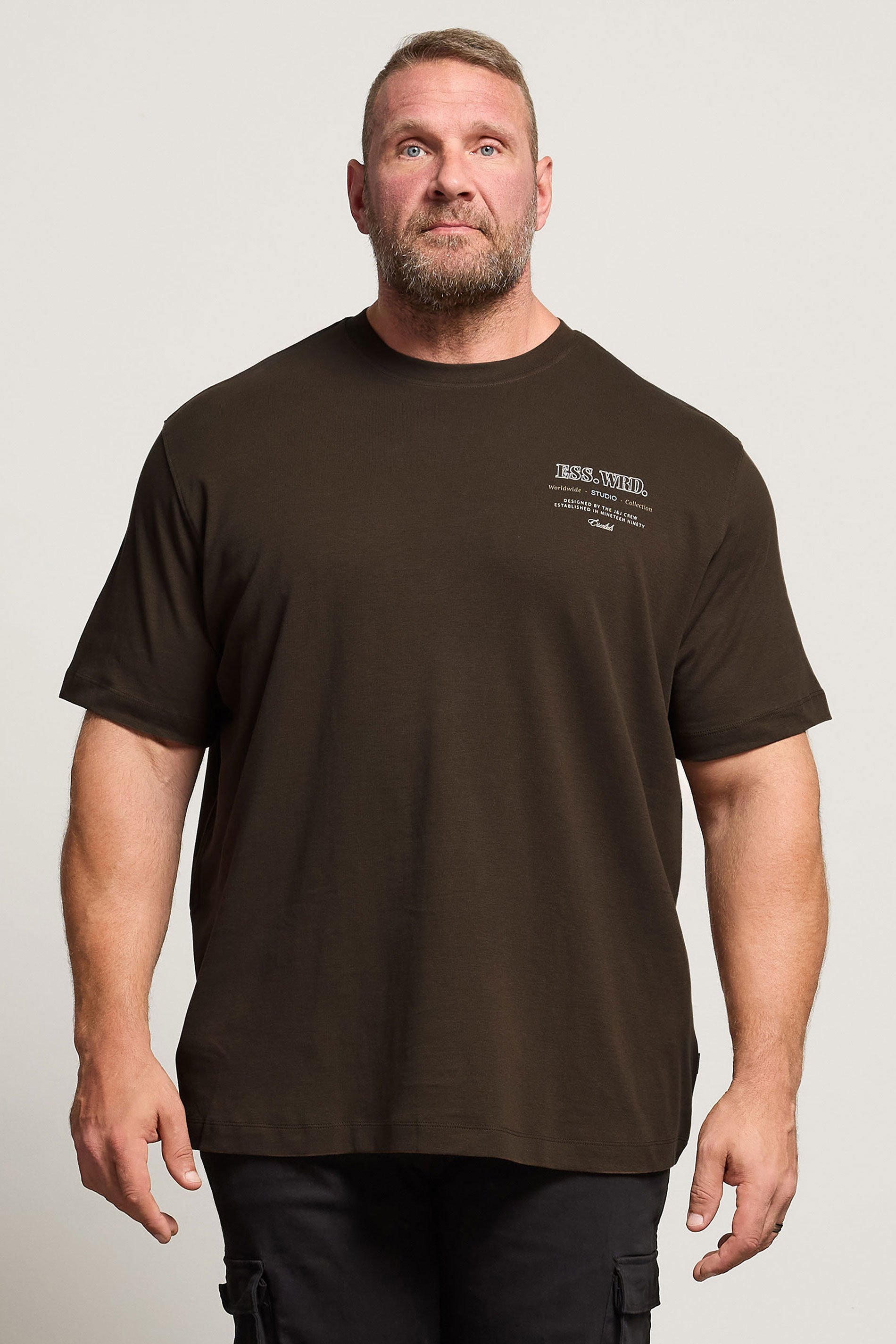 JACK & JONES Big & Tall Brown Studio Graphic T-Shirt | BadRhino 1