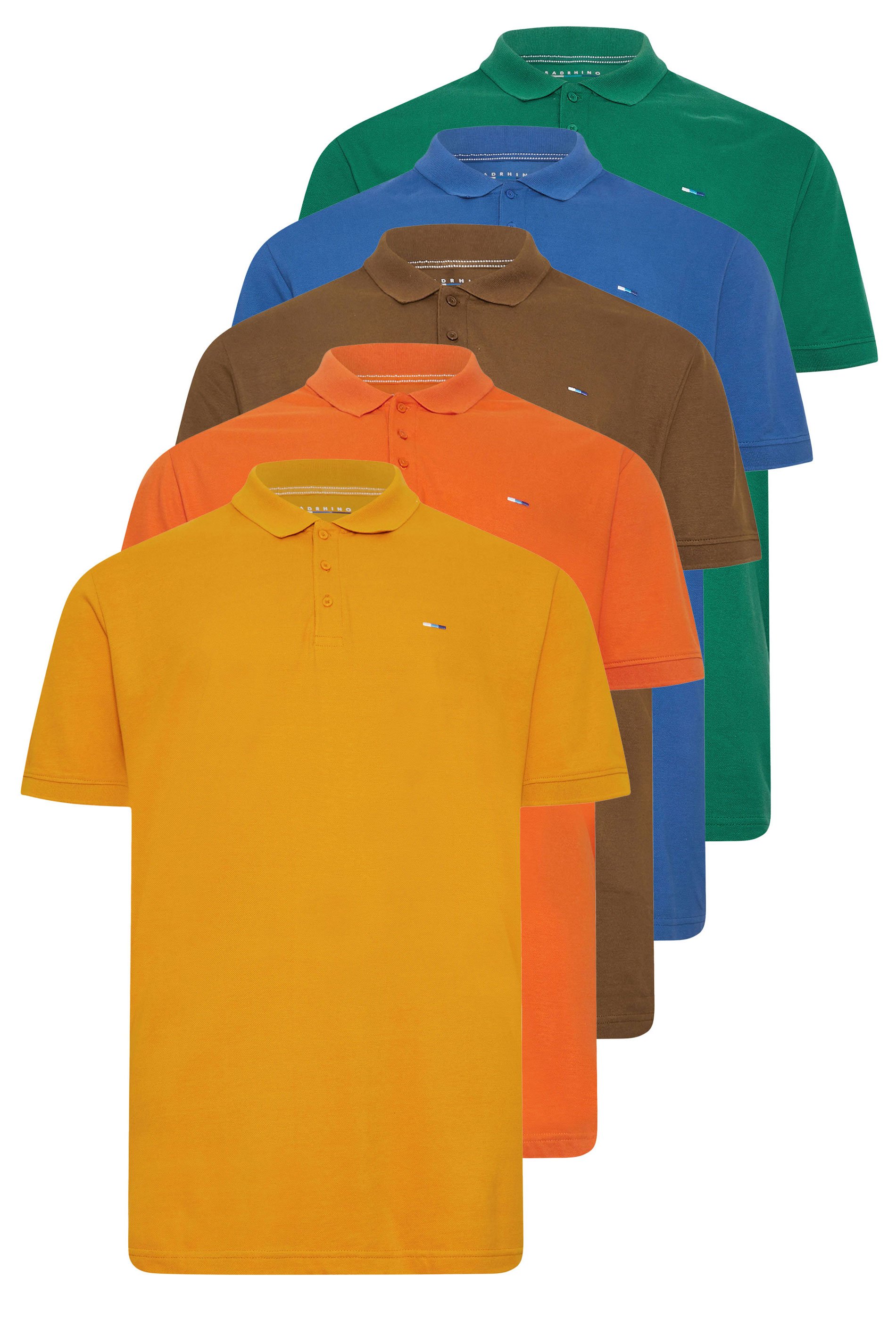 BadRhino Big & Tall 5 PACK Pumpkin Orange & Blue Extra Long Polo Shirts | BadRhino 5