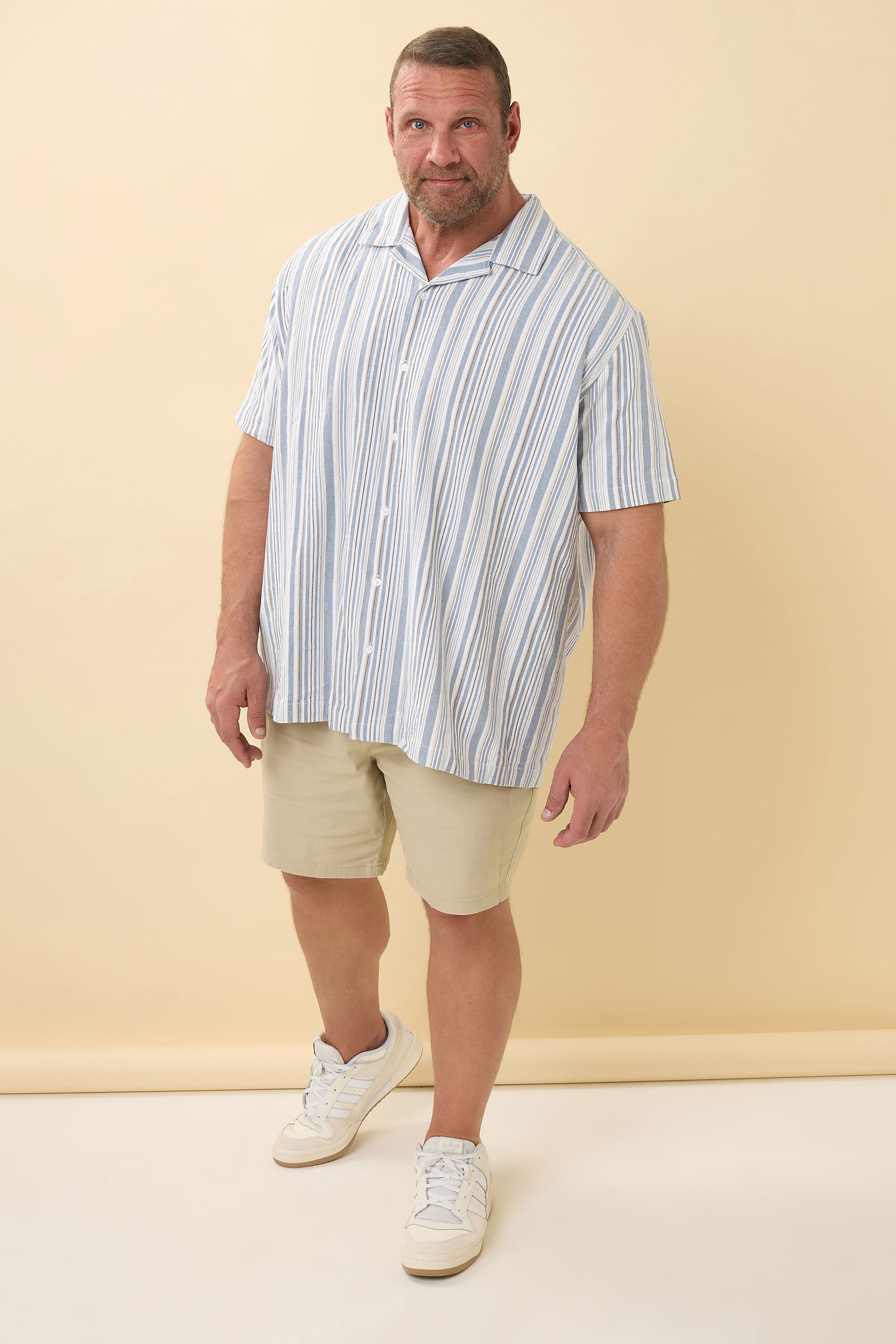 BadRhino Big & Tall White & Blue Stripe Shirt | BadRhino 3