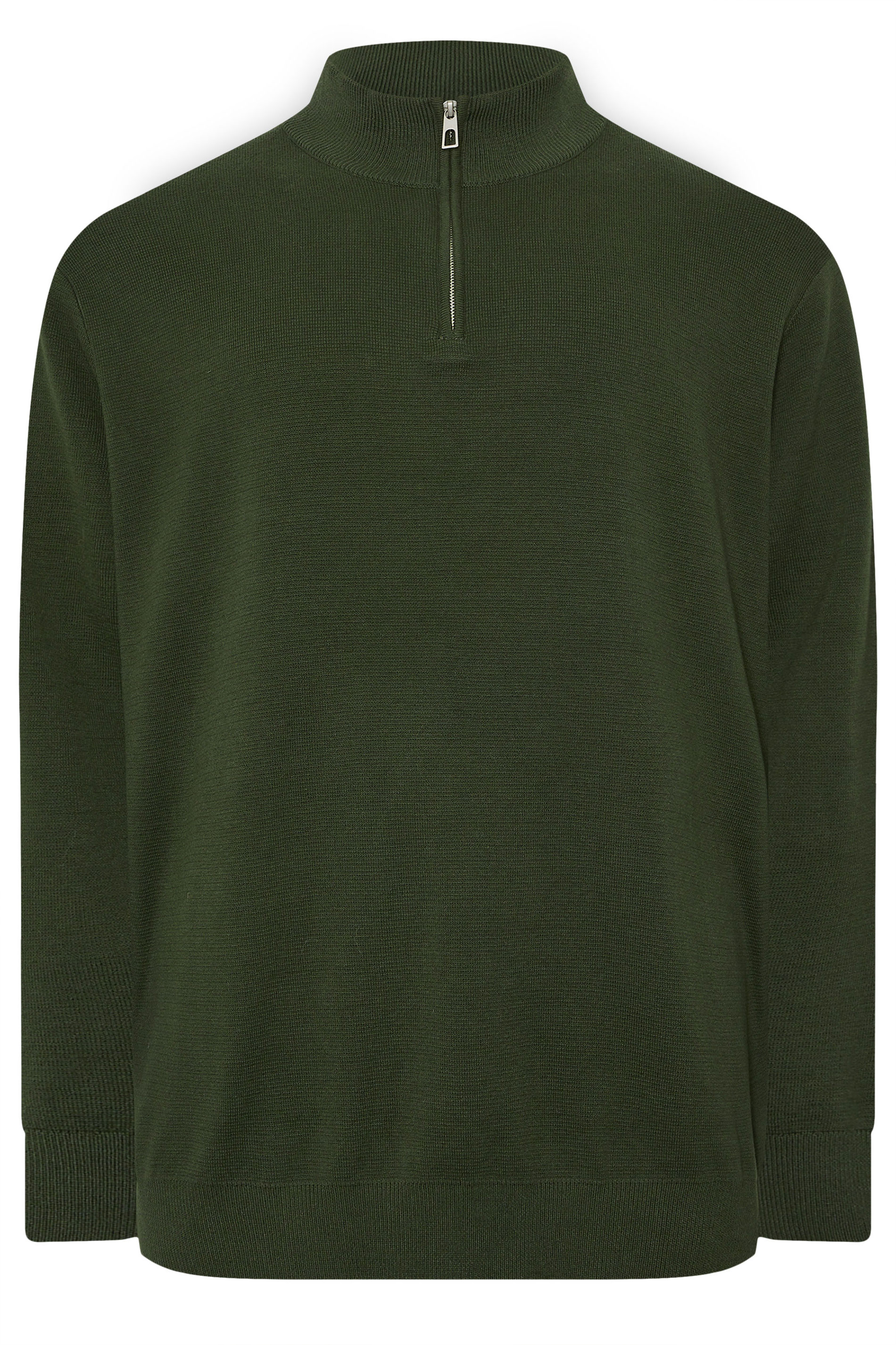 BadRhino Big & Tall Dark Green Milano Quarter Zip Jumper | BadRhino 5