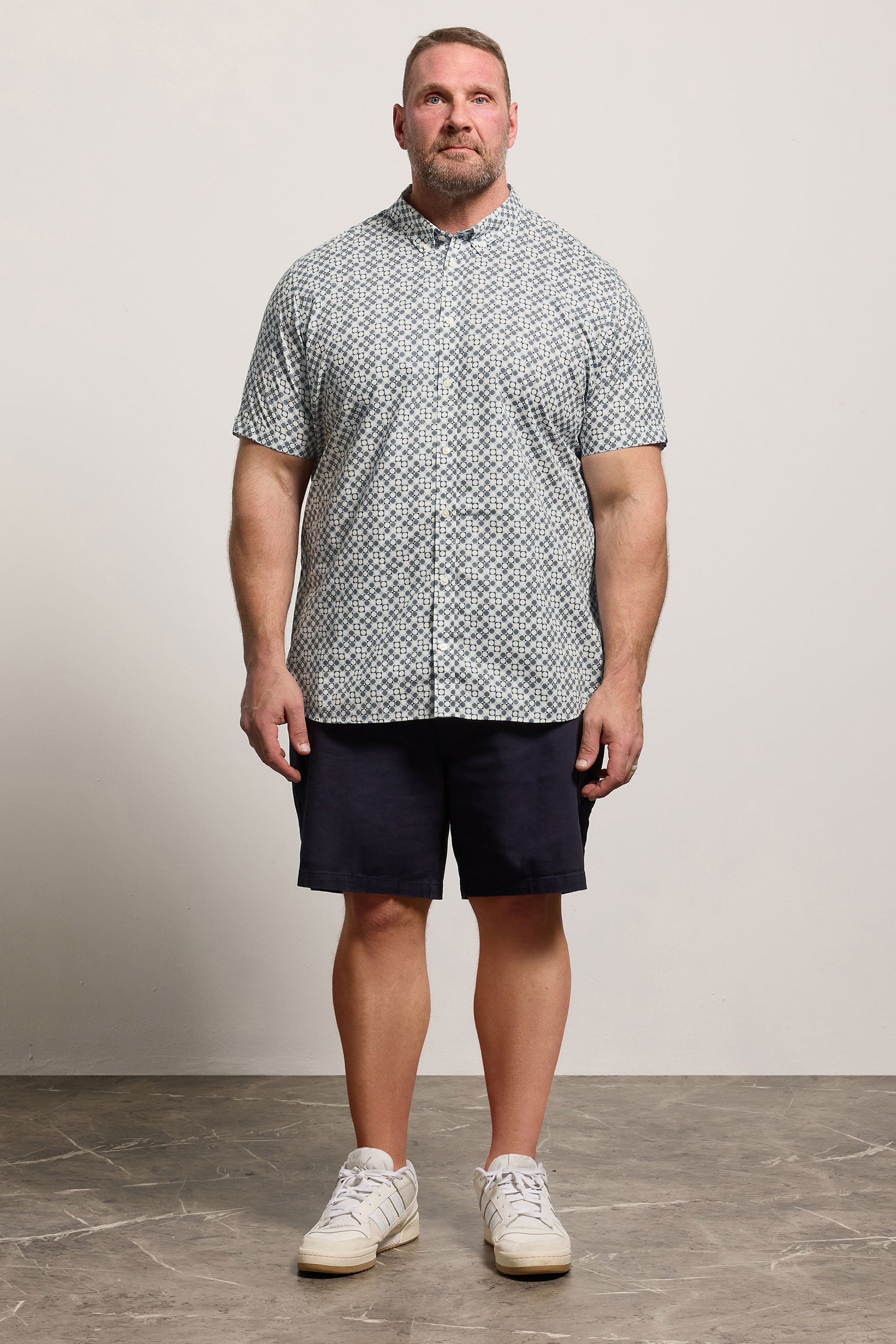 BEN SHERMAN Big & Tall Light Blue Geometric Print Shirt | BadRhino 1