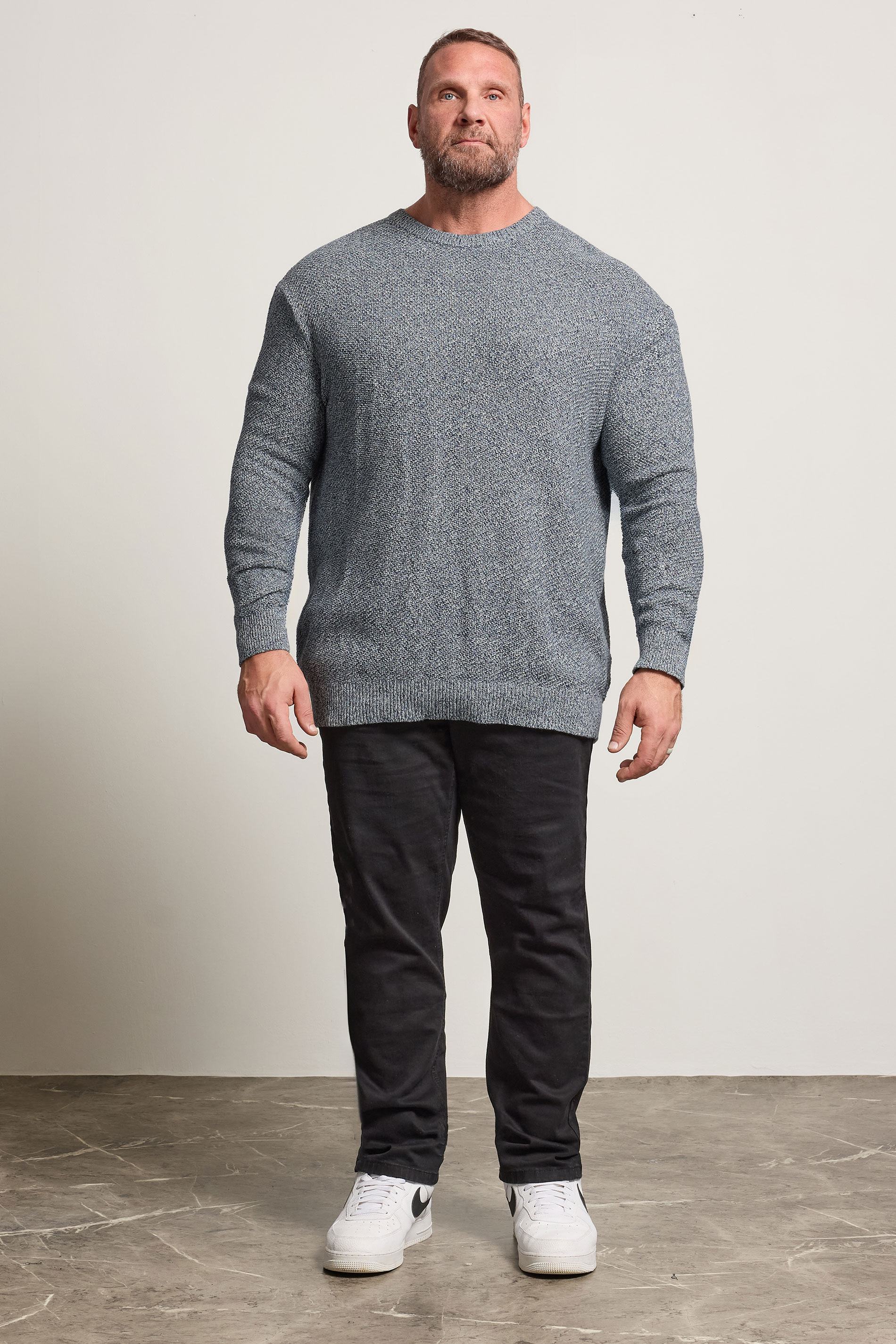 BadRhino Big & Tall Blue Crew Neck Knitted Jumper | BadRhino 2