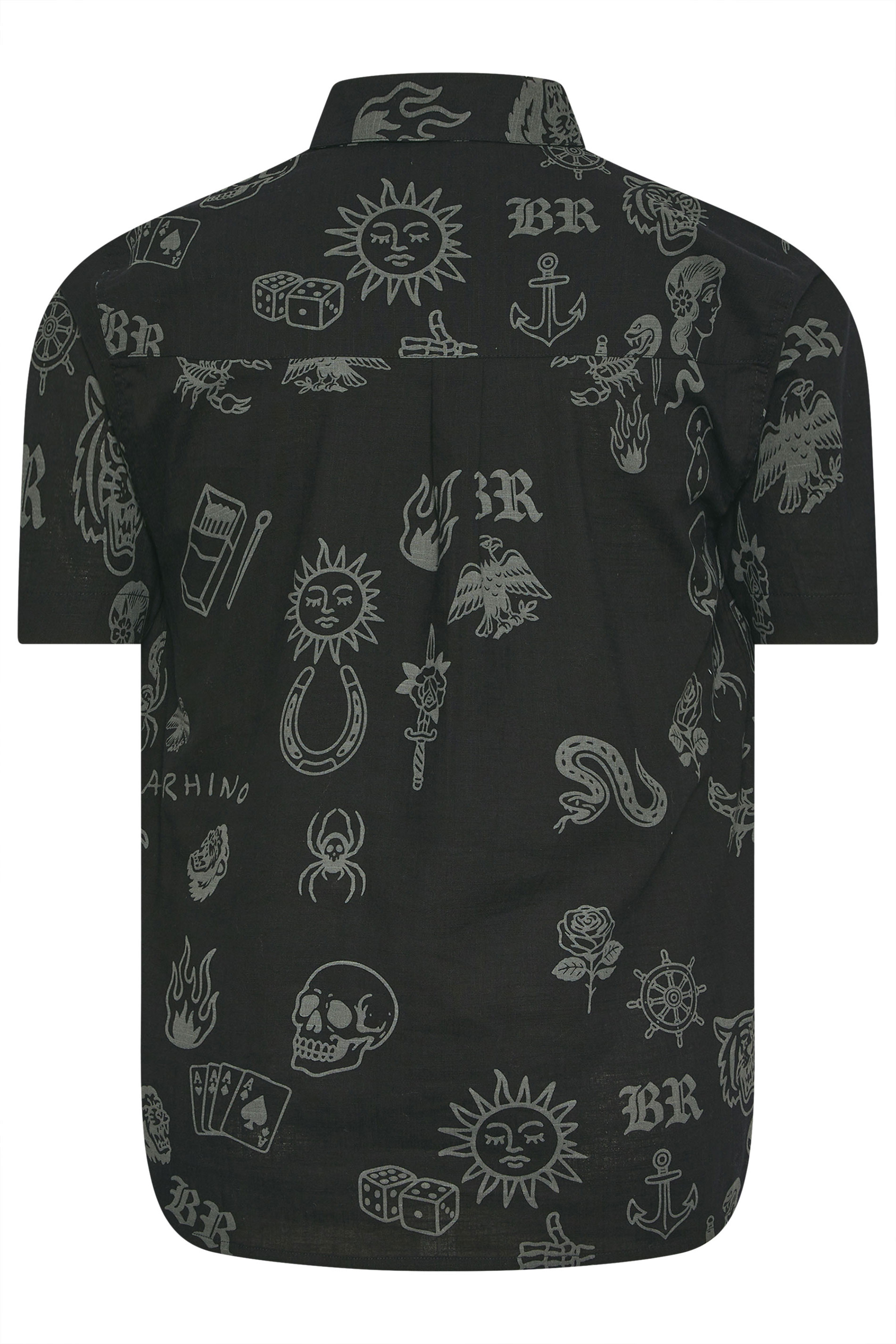 BadRhino Big & Tall Black Tattoo Print Shirt | BadRhino 3