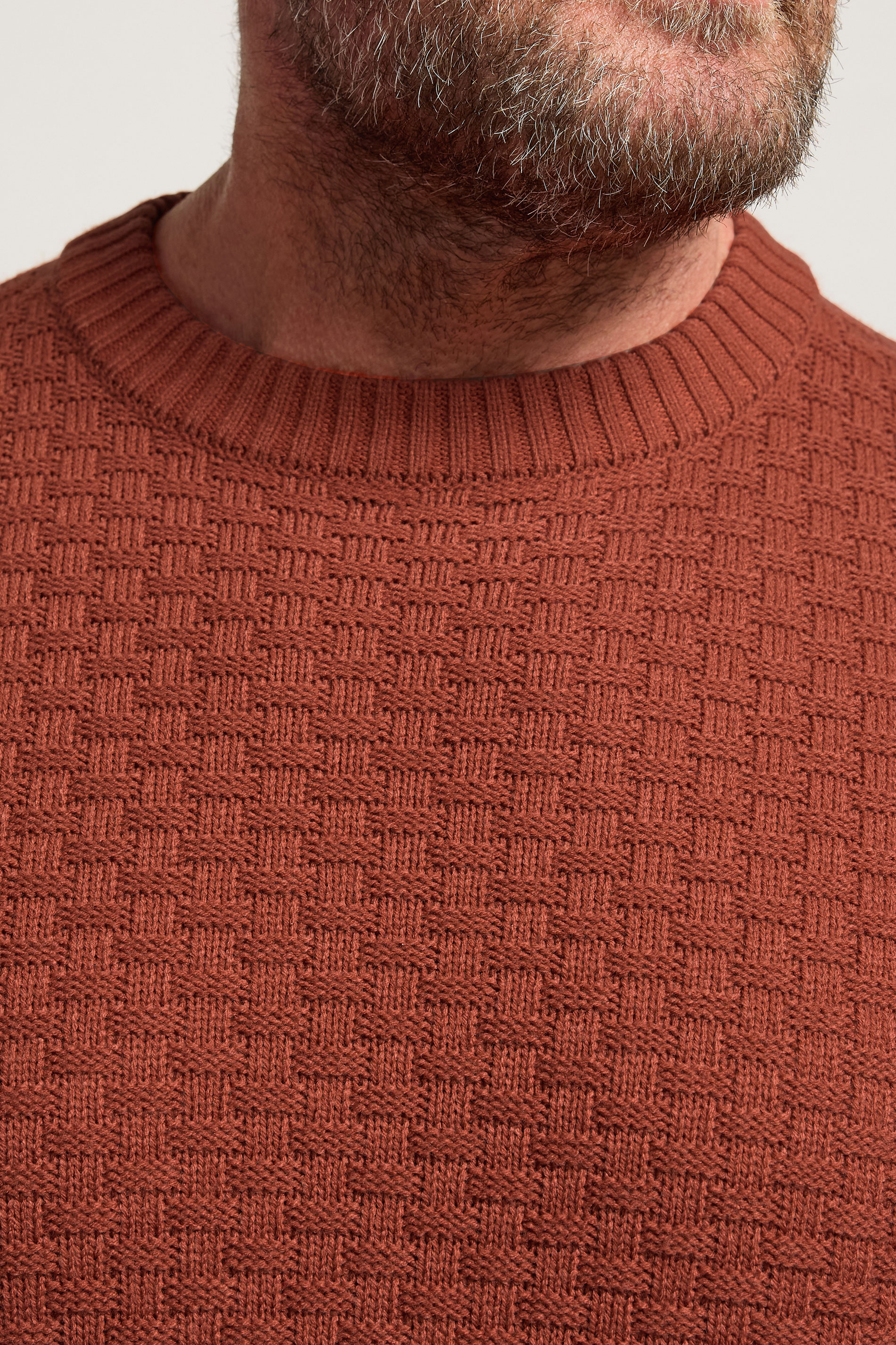 BadRhino Big & Tall Burnt Red Textured Crew Neck Knitted Jumper | BadRhino 4
