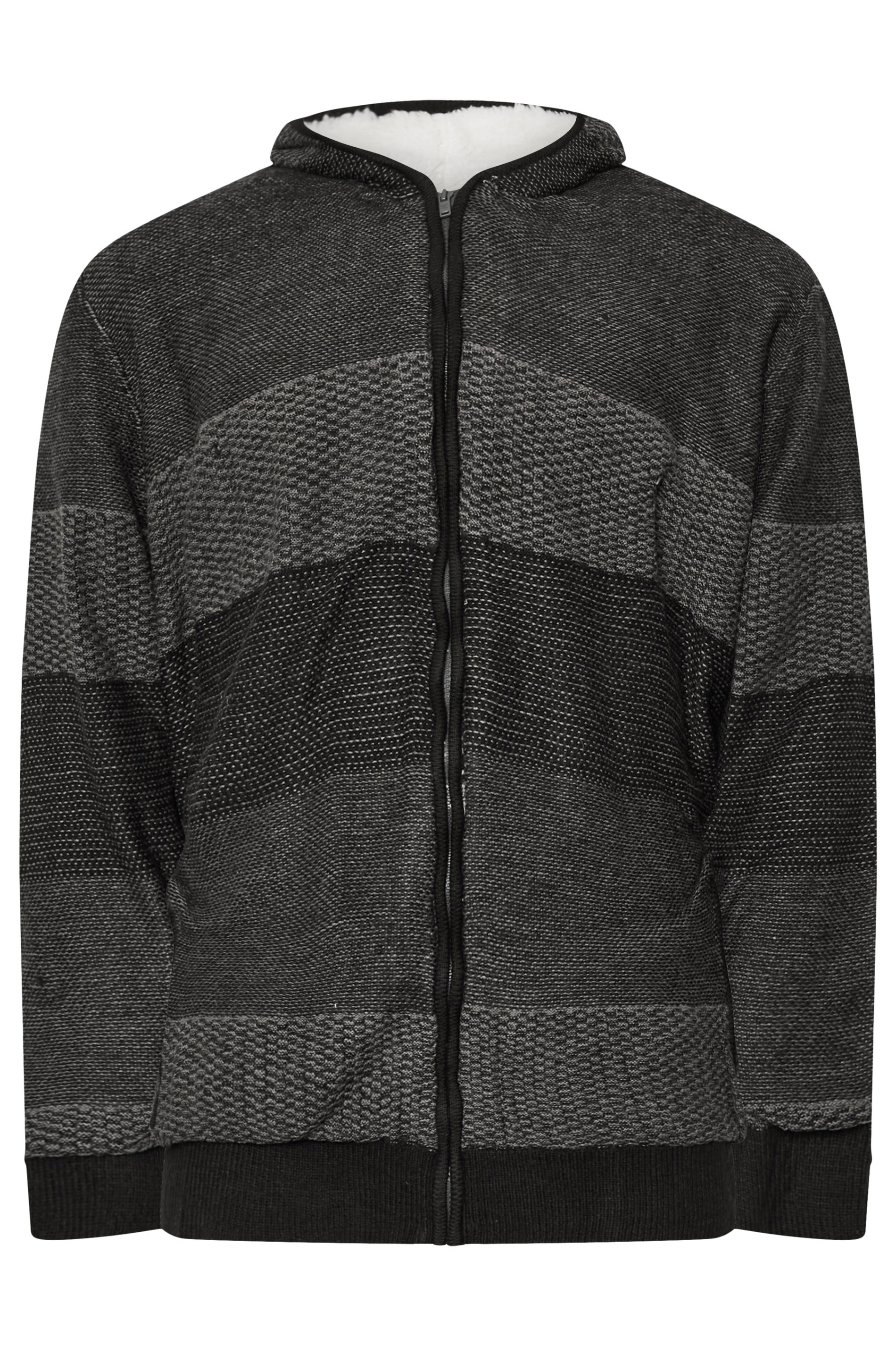 KAM Big & Tall Charcoal Grey Sherpa Stripe Hoodie | BadRhino 3