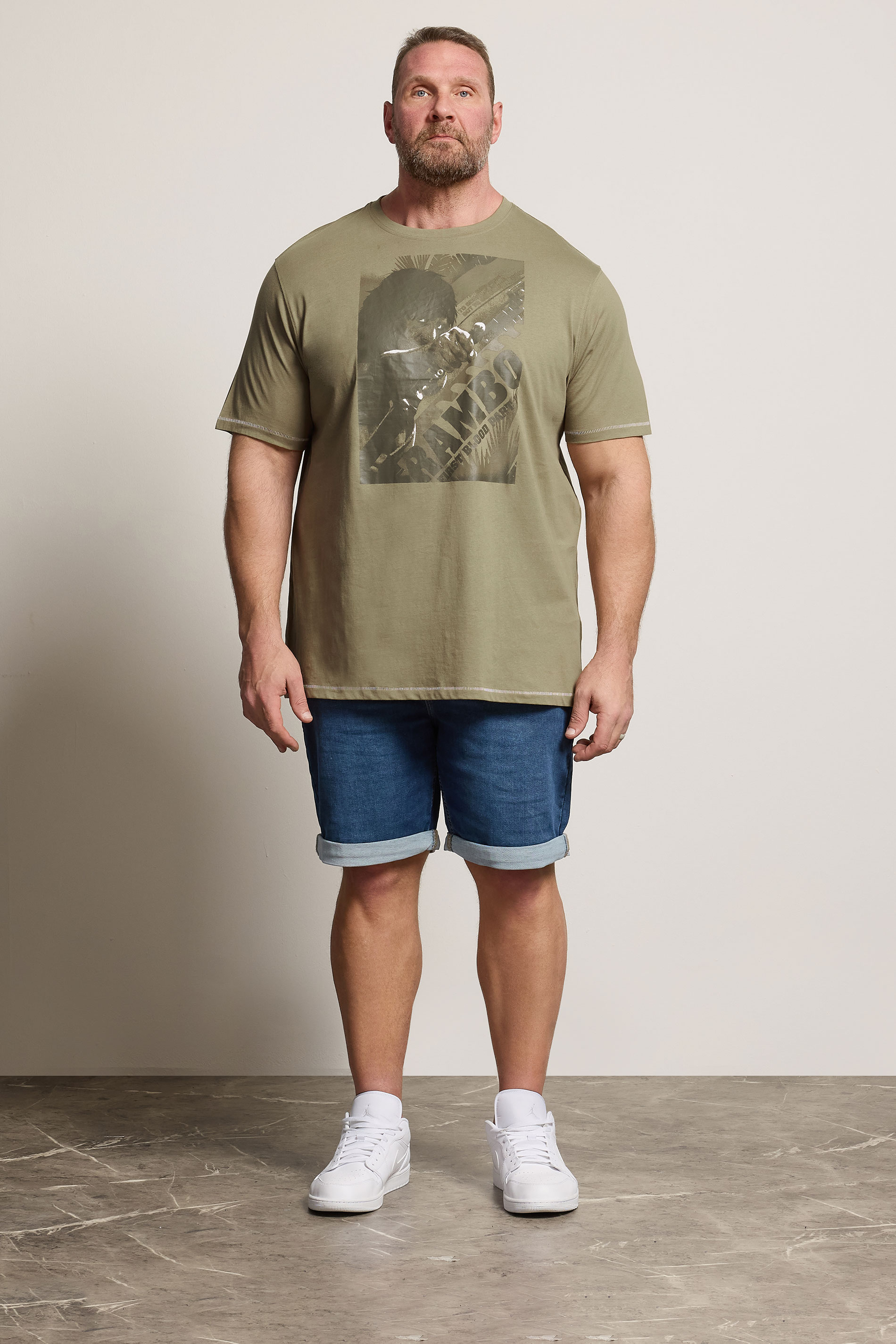D555 Big & Tall Stone Brown Rambo Print T-Shirt | BadRhino 1