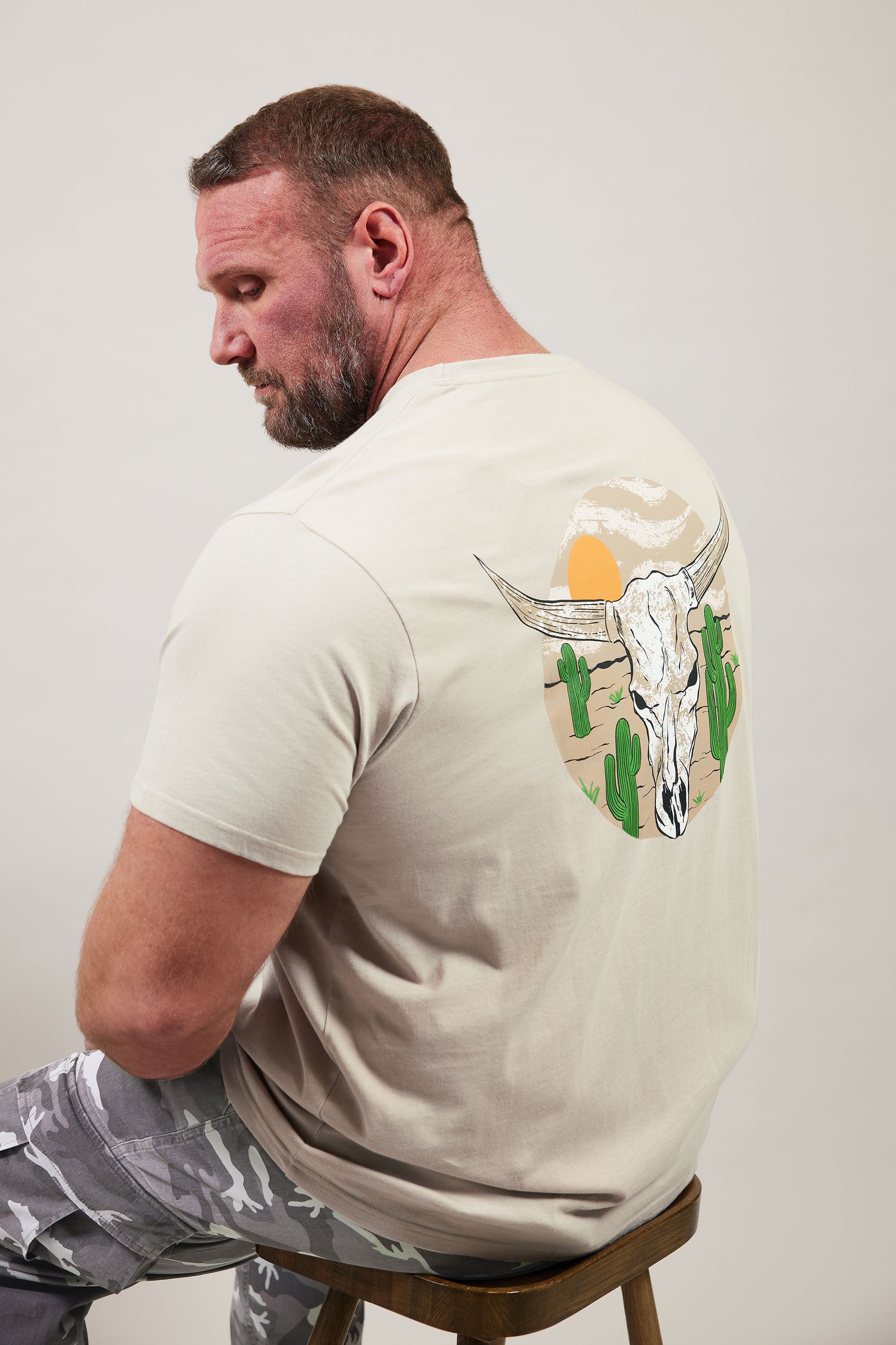 BadRhino Big & Tall Natural Brown Cow Skull Graphic T-Shirt | BadRhino 1