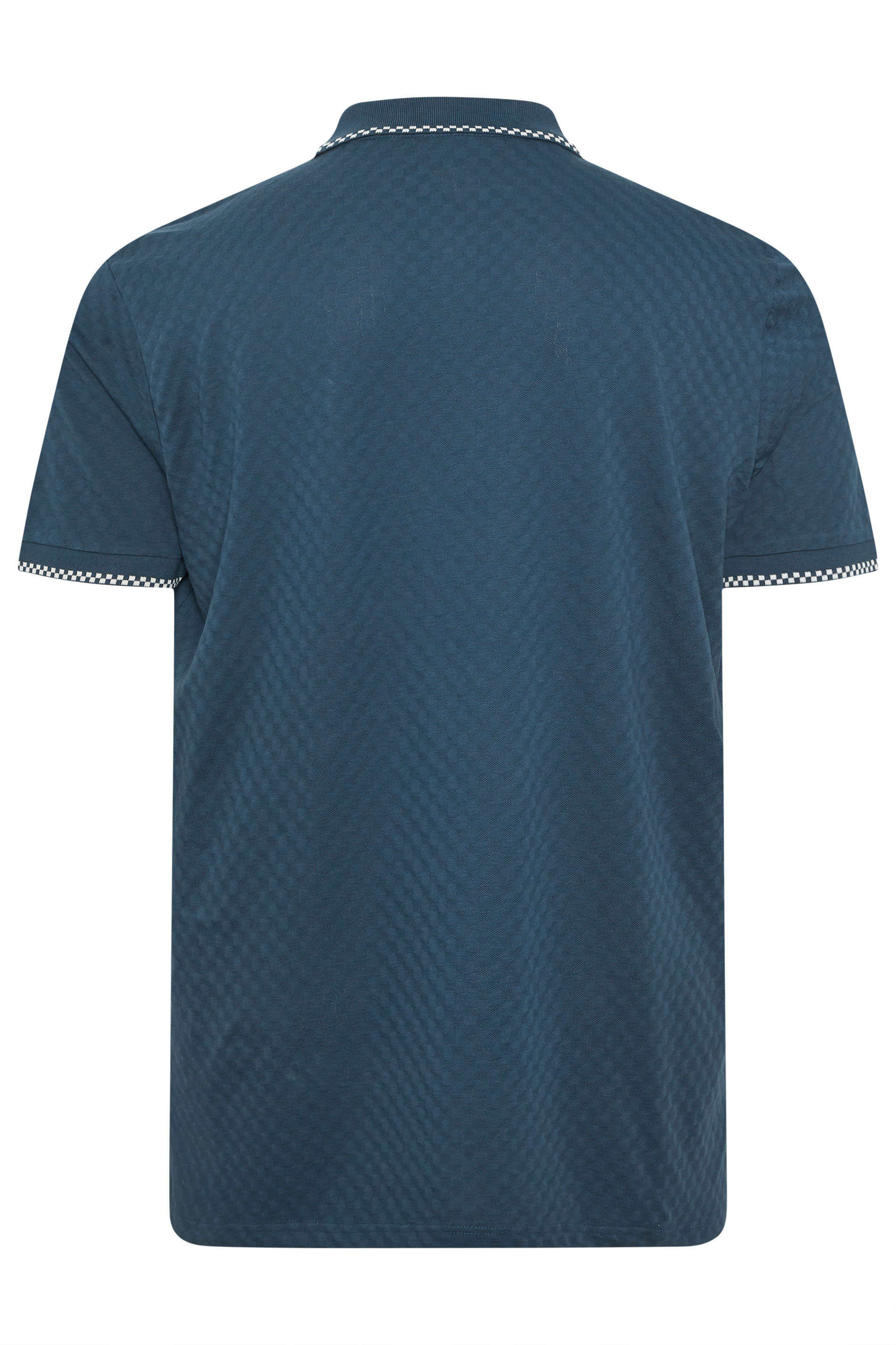 Ben Sherman Big & Tall Blue Chequerboard Textured Polo shirt | BadRhino 4