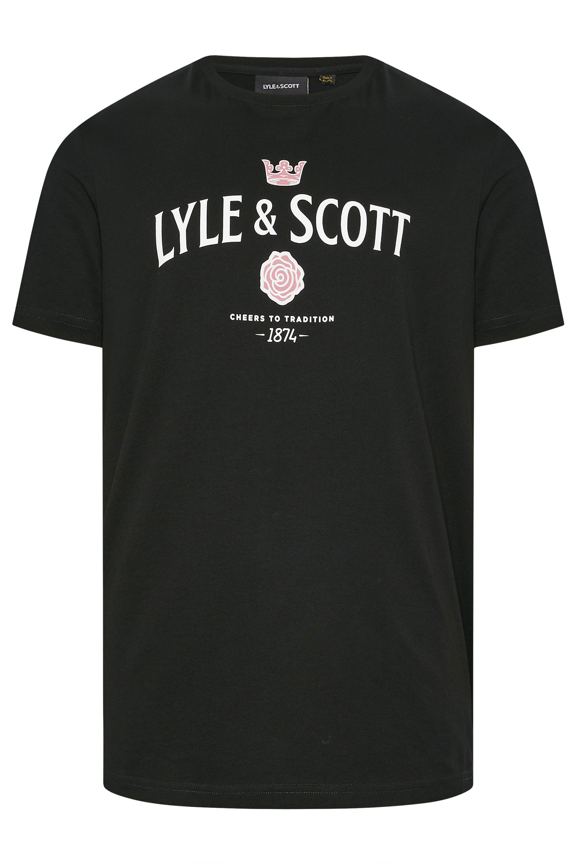 LYLE & SCOTT Big & Tall Black Cheers To Tradition Graphic T-Shirt | BadRhino 4