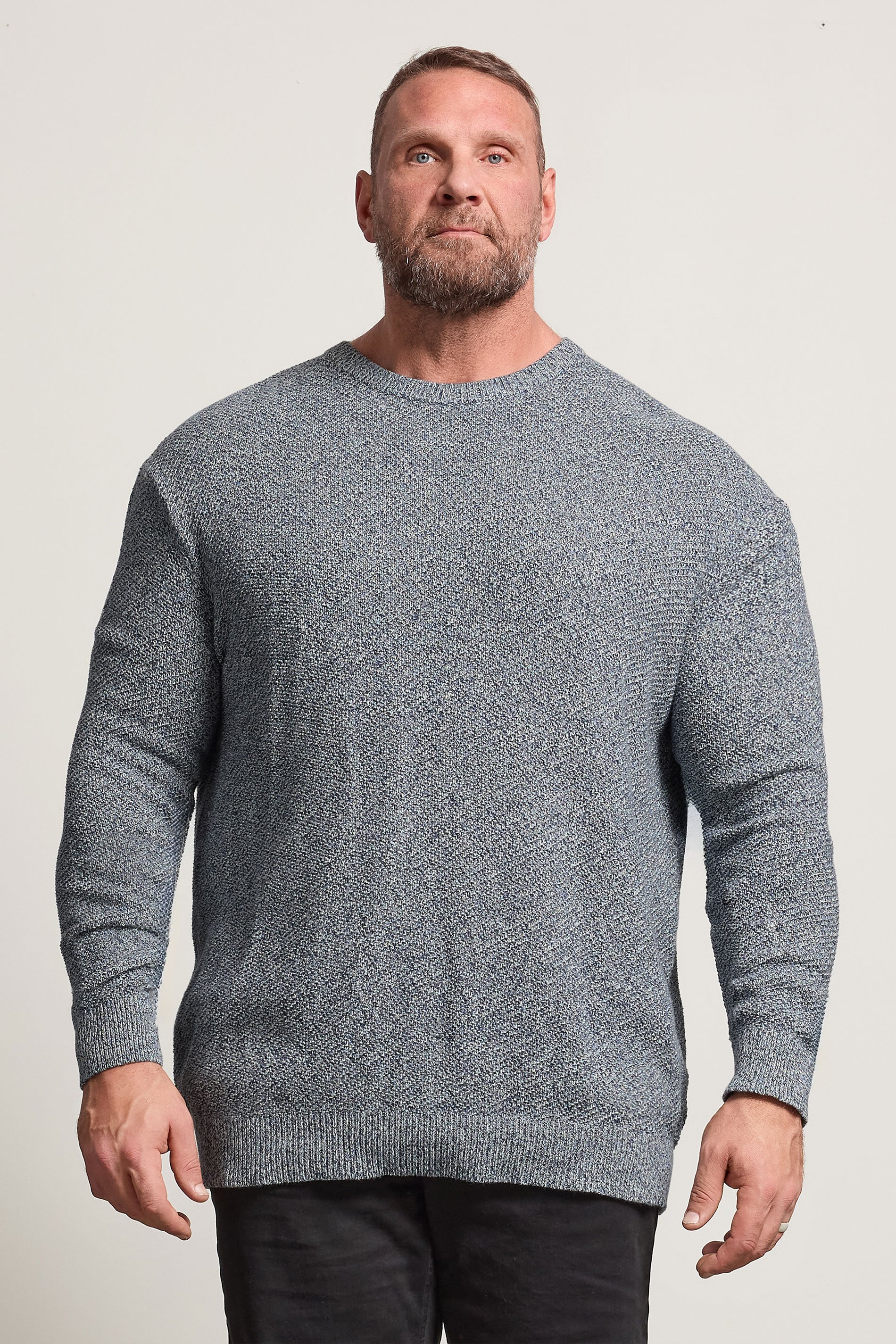 BadRhino Big & Tall Blue Crew Neck Knitted Jumper | BadRhino 1