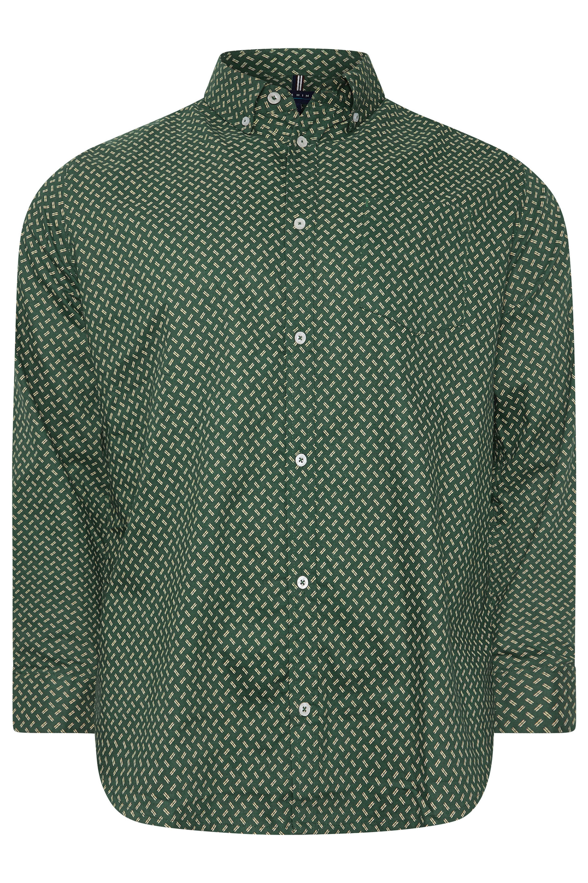 BadRhino Big & Tall Green Geometric Print Party Shirt | BadRhino 4