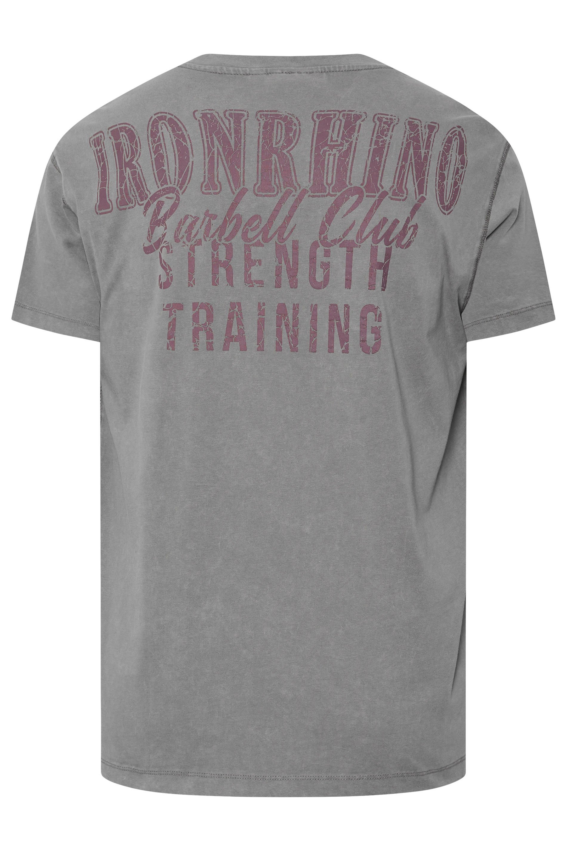 IronRhino Big & Tall Grey Acid Wash 'Barbell Club' T-Shirt | BadRhino 8