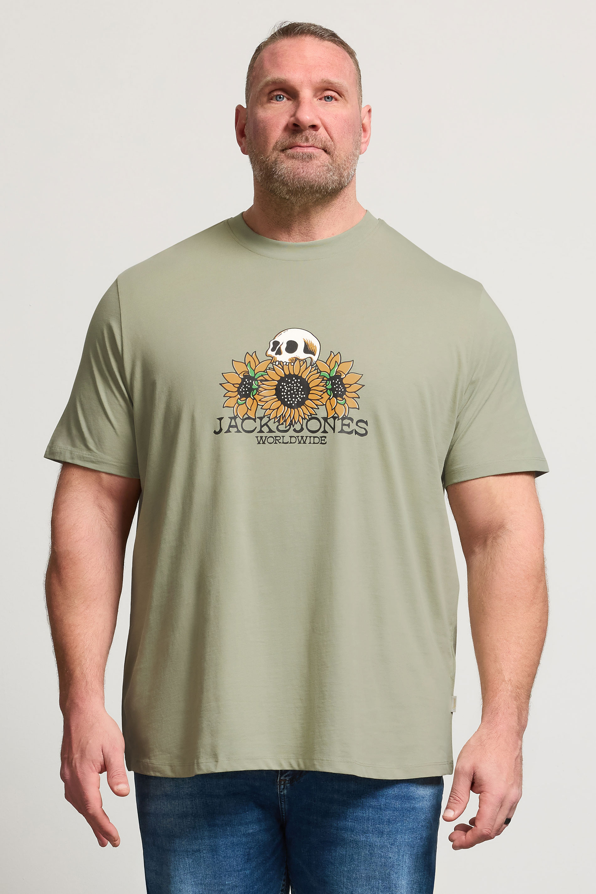 JACK & JONES Big & Tall Seagrass Green Graphic T-Shirt | BadRhino 3