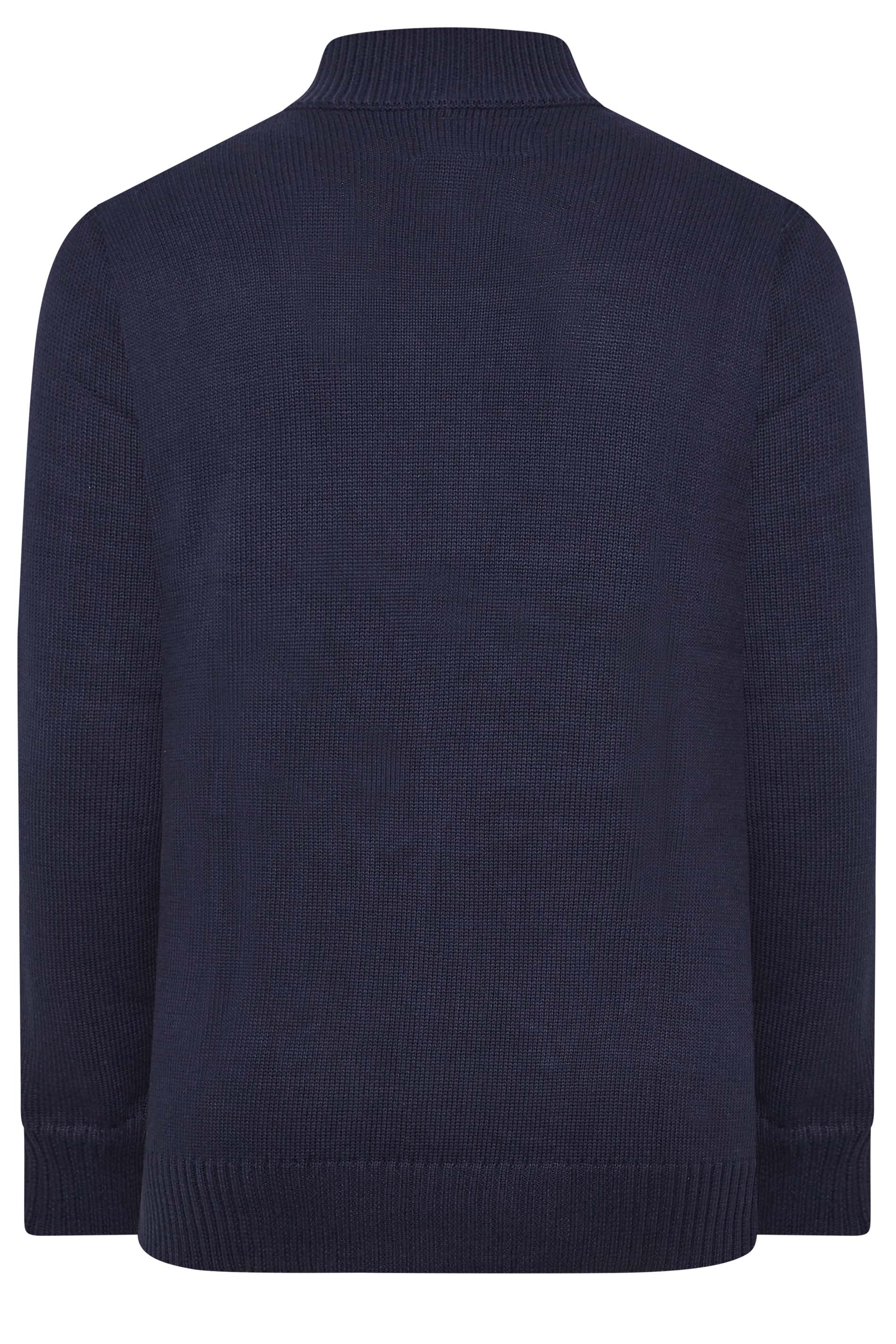 KAM Big & Tall Navy Blue Cable Knit Cardigan | BadRhino 4