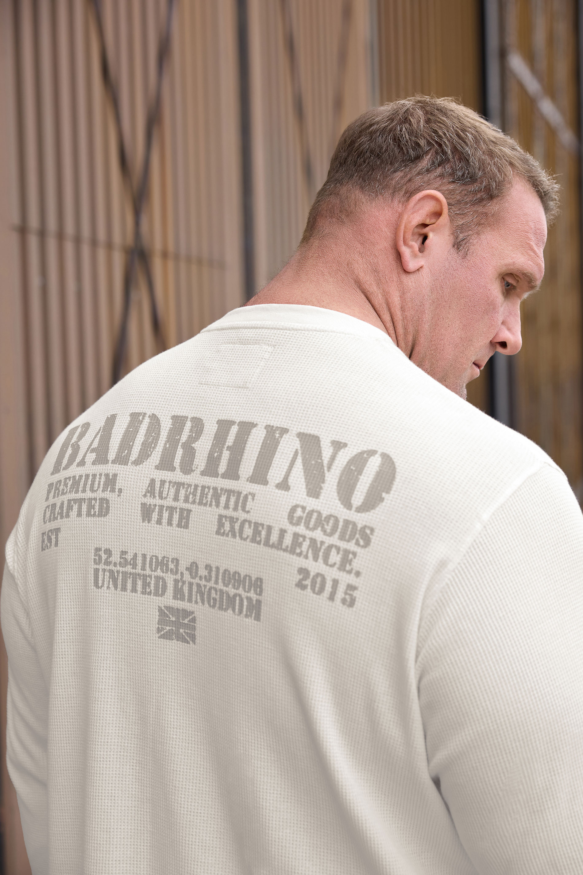 BadRhino Big & Tall Off-White Military Waffle Texture Long sleeve T-Shirt | BadRhino 2