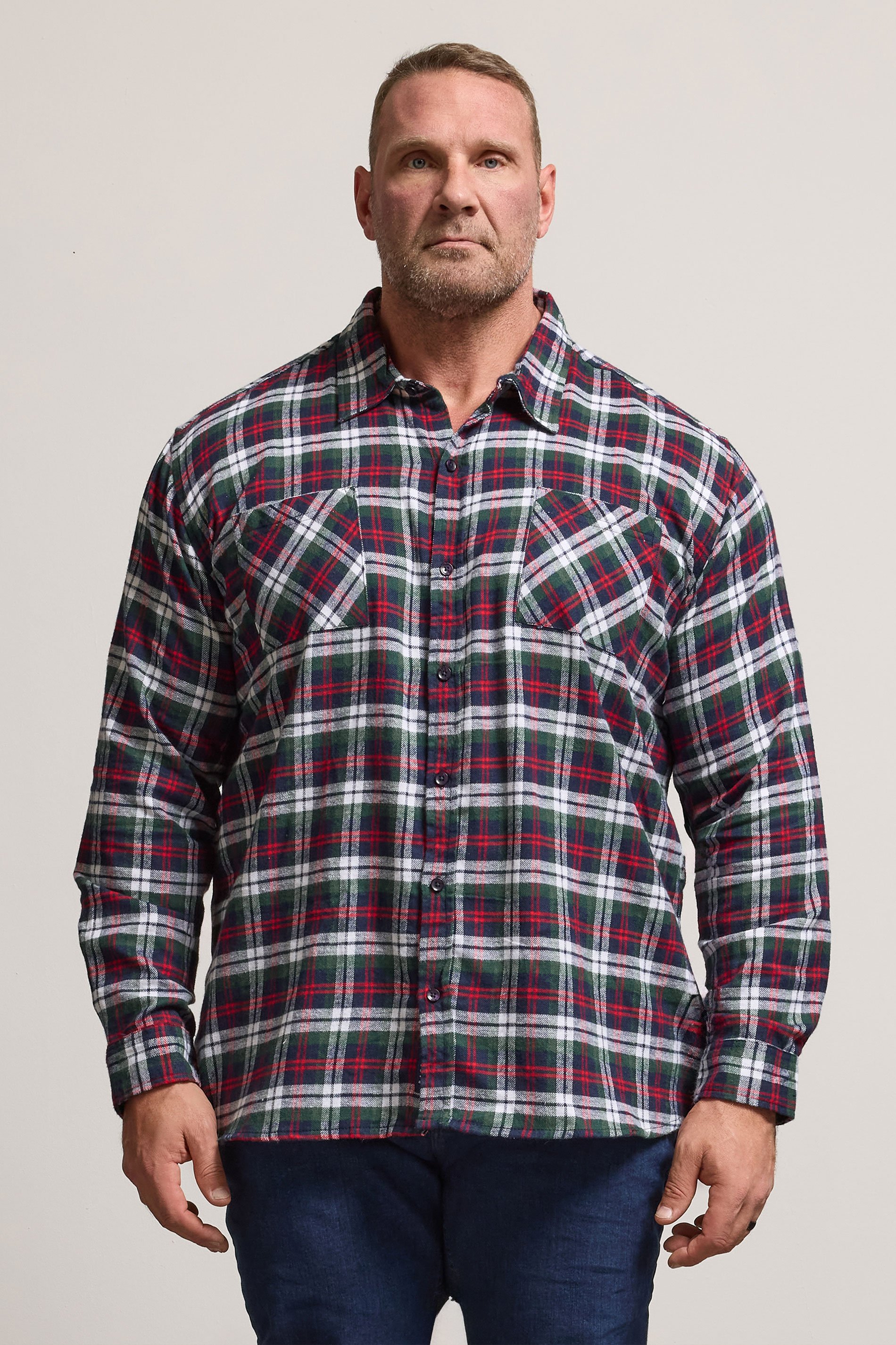 BadRhino Big & Tall Red Check Print Long Sleeve Flannel Shirt | BadRhino 1
