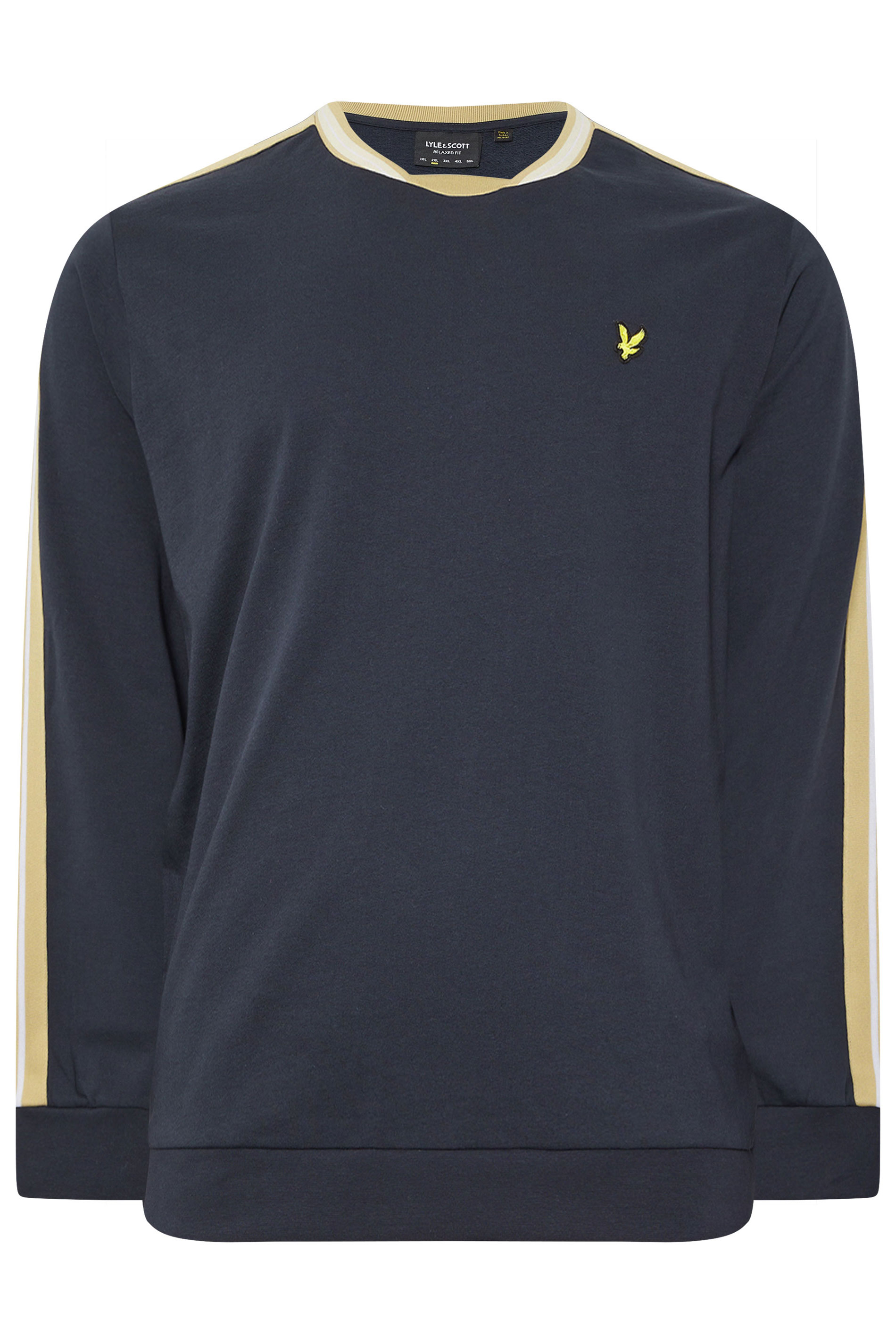 LYLE & SCOTT Big & Tall Navy Blue Contrast Taped Sweatshirt | BadRhino 5