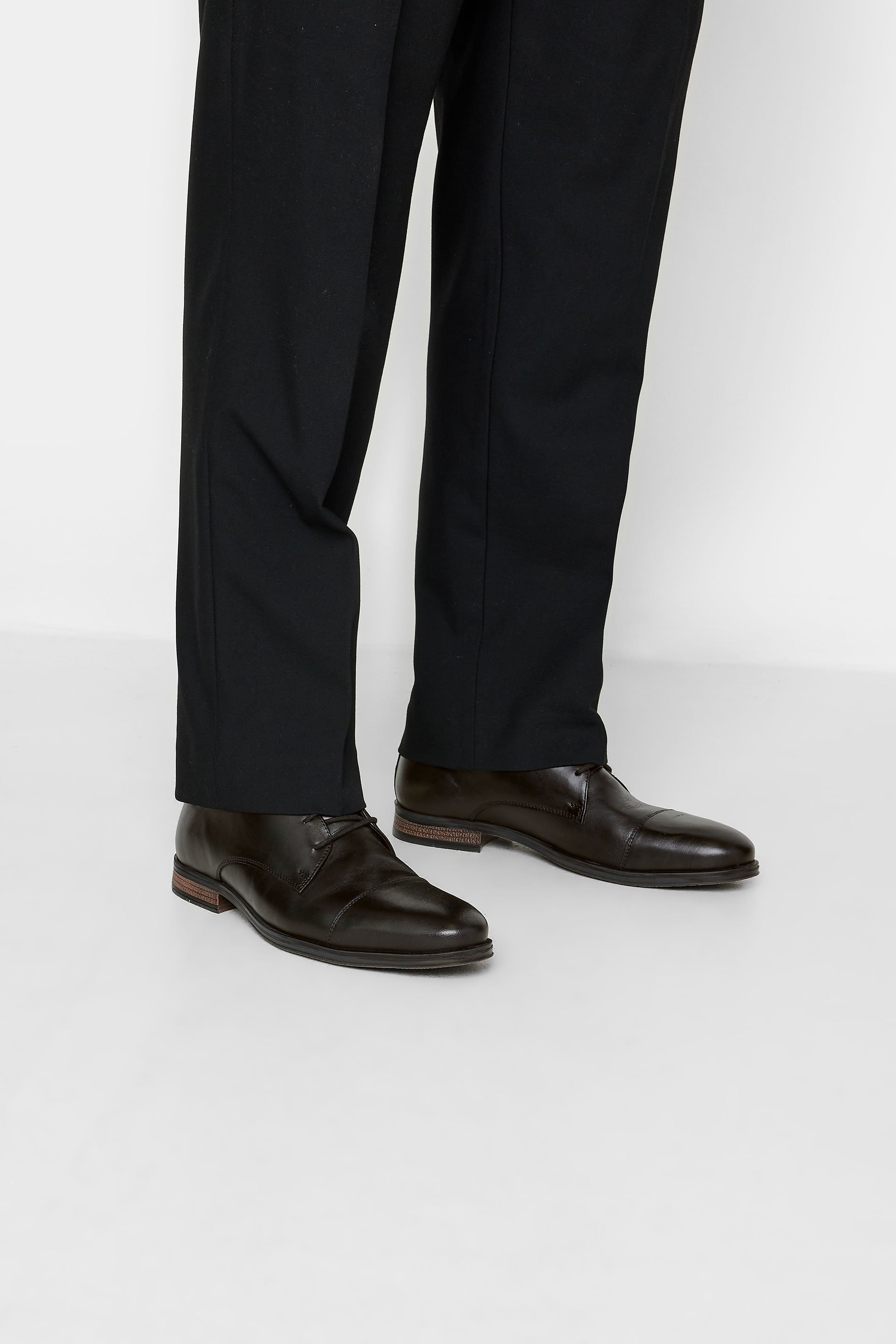 JACK & JONES Big & Tall Grey Leather Derby Shoes | BadRhino 1