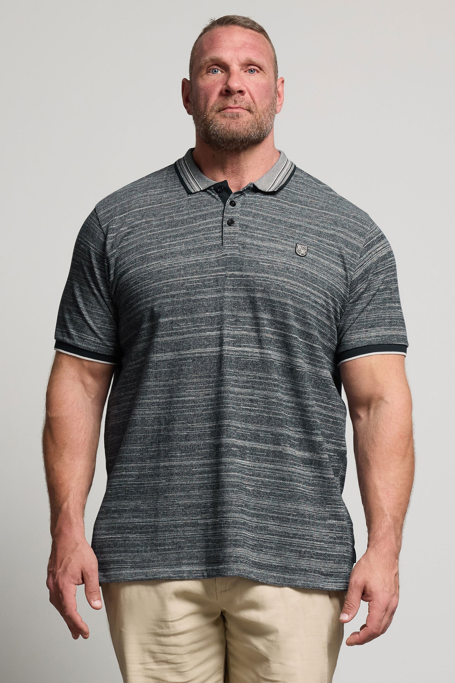 BadRhino Big & Tall Navy Blue Jacquard Polo Shirt | BadRhino 1