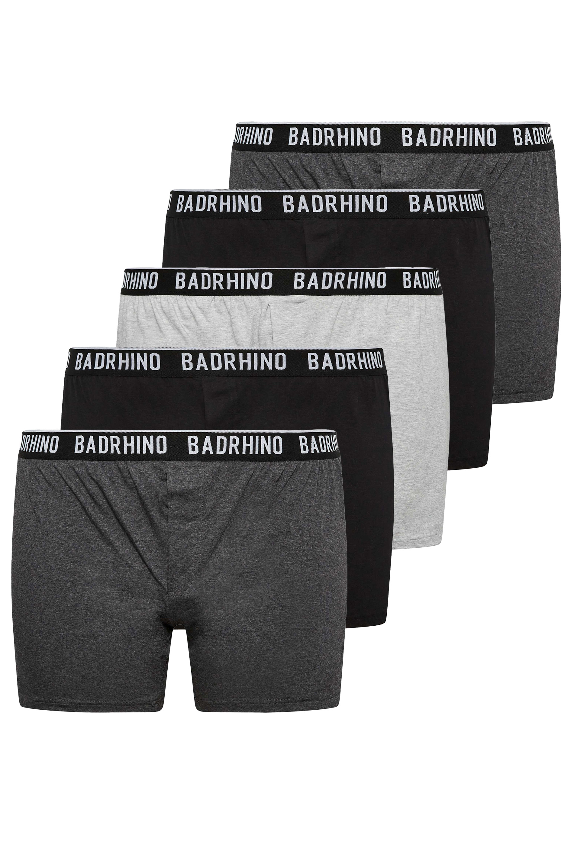 BadRhino Big & Tall 5 PACK Black & Grey Button Up Loose Fit Boxers | BadRhino 3