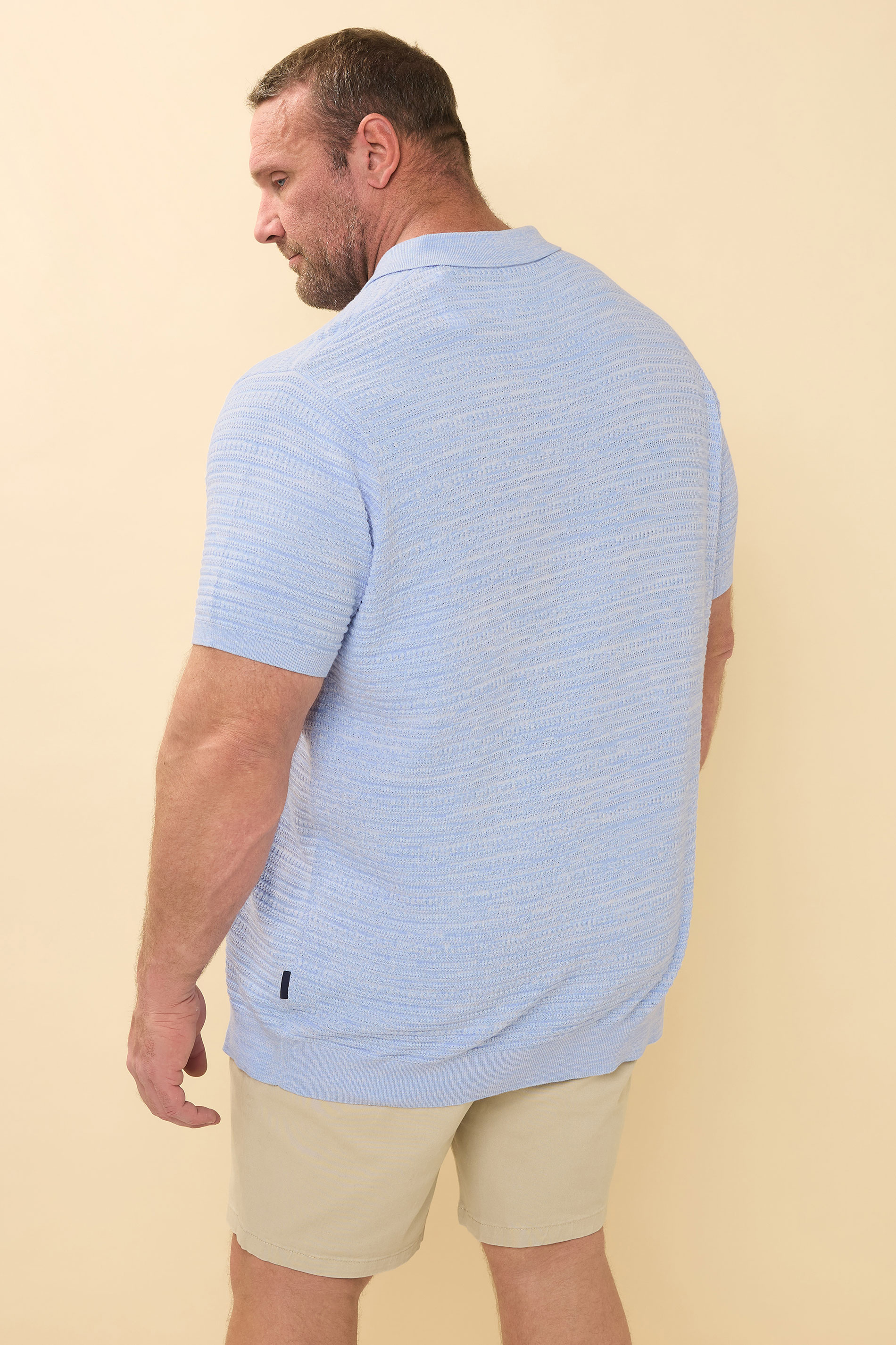 BadRhino Big & Tall Light Blue Knitted Polo Shirt | BadRhino 3
