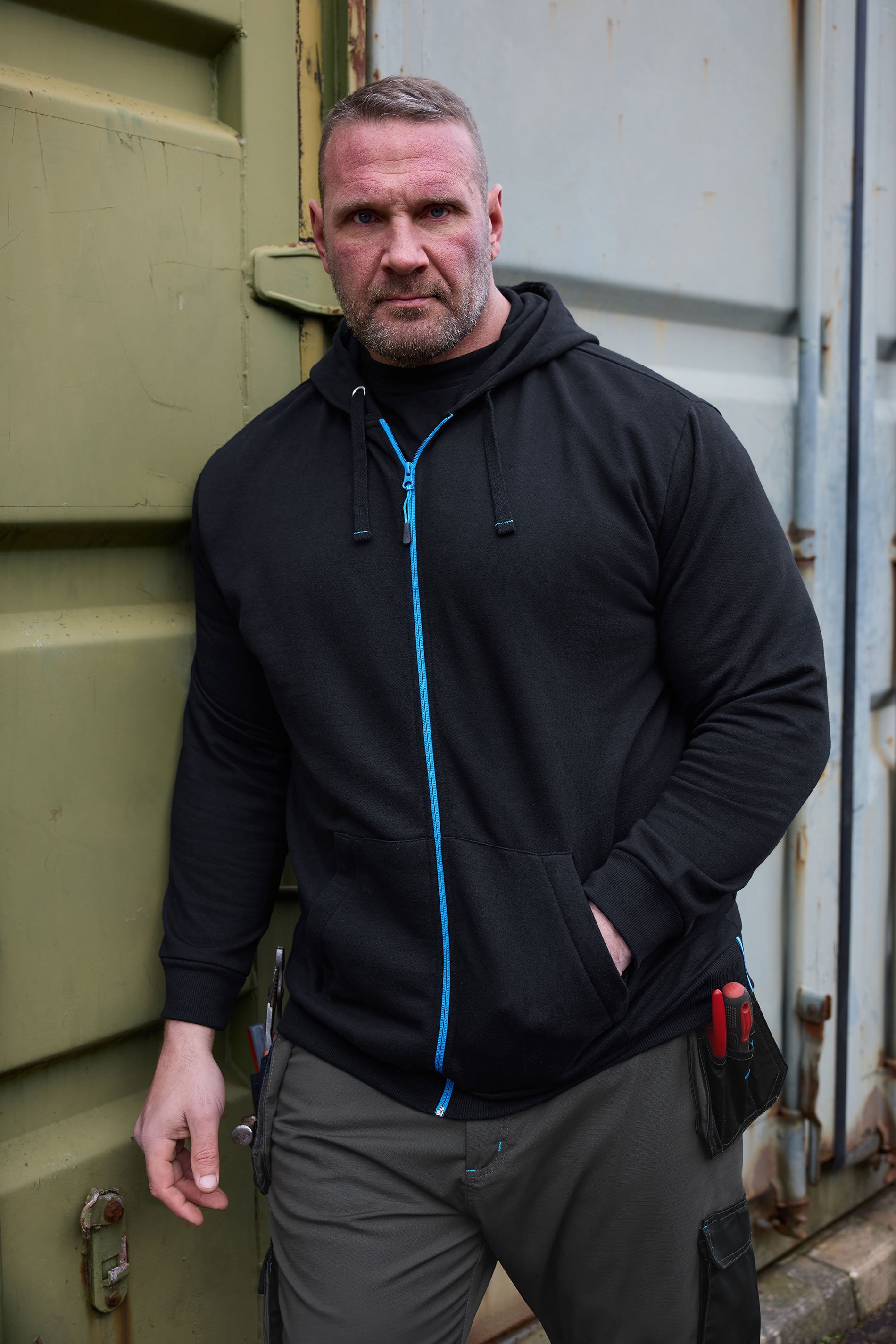 BadRhino Big & Tall Black Workwear Zip Through Hoodie | BadRhino 1