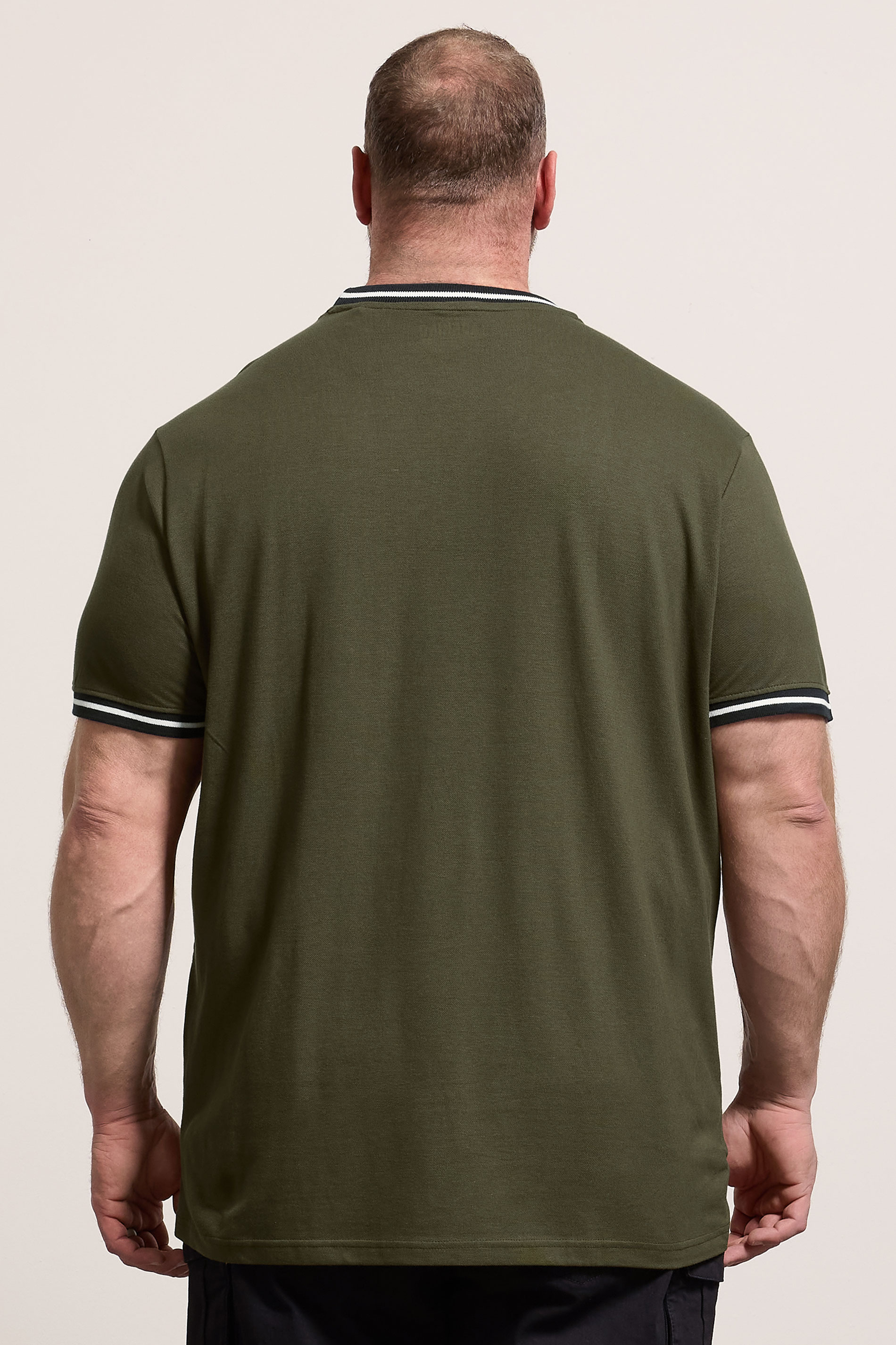BadRhino Big & Tall Olive Green Pique Ringer T-Shirt | BadRhino 2