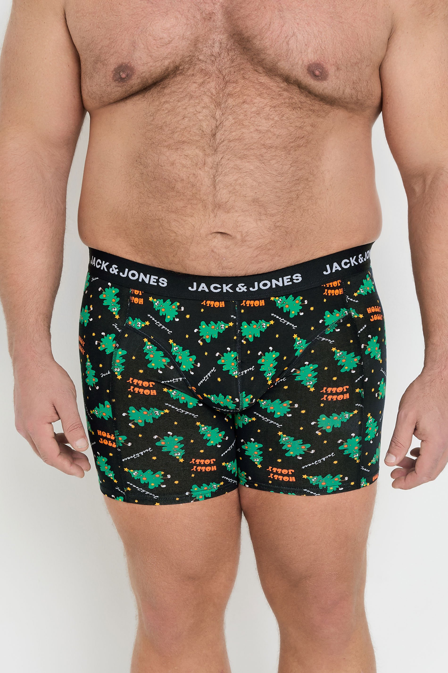 JACK & JONES 3 PACK Black 'Holly Jolly' Boxers | BadRhino 3