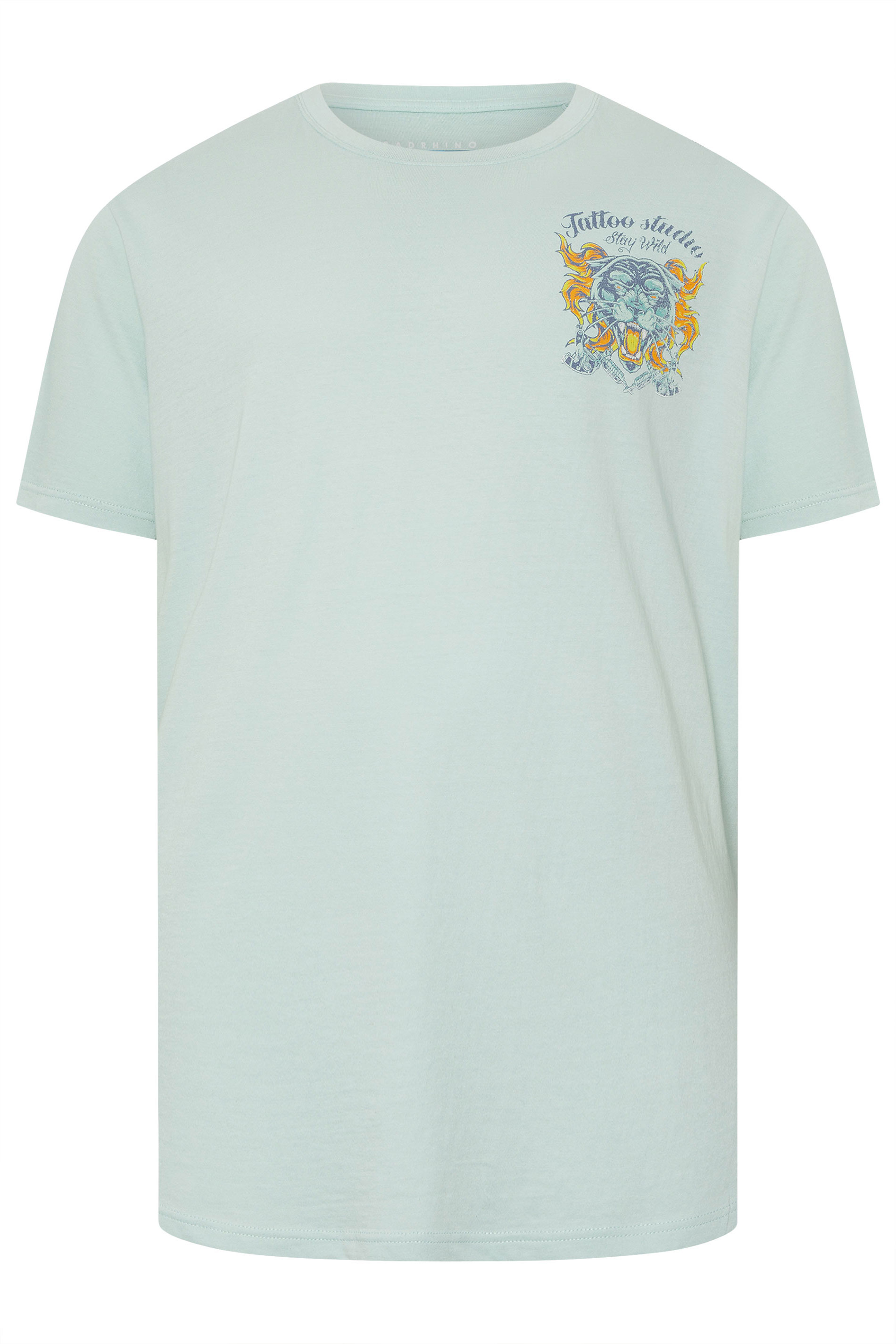 BadRhino Big & Tall Light Blue Acid Wash Tiger Graphic T-Shirt | BadRhino 6