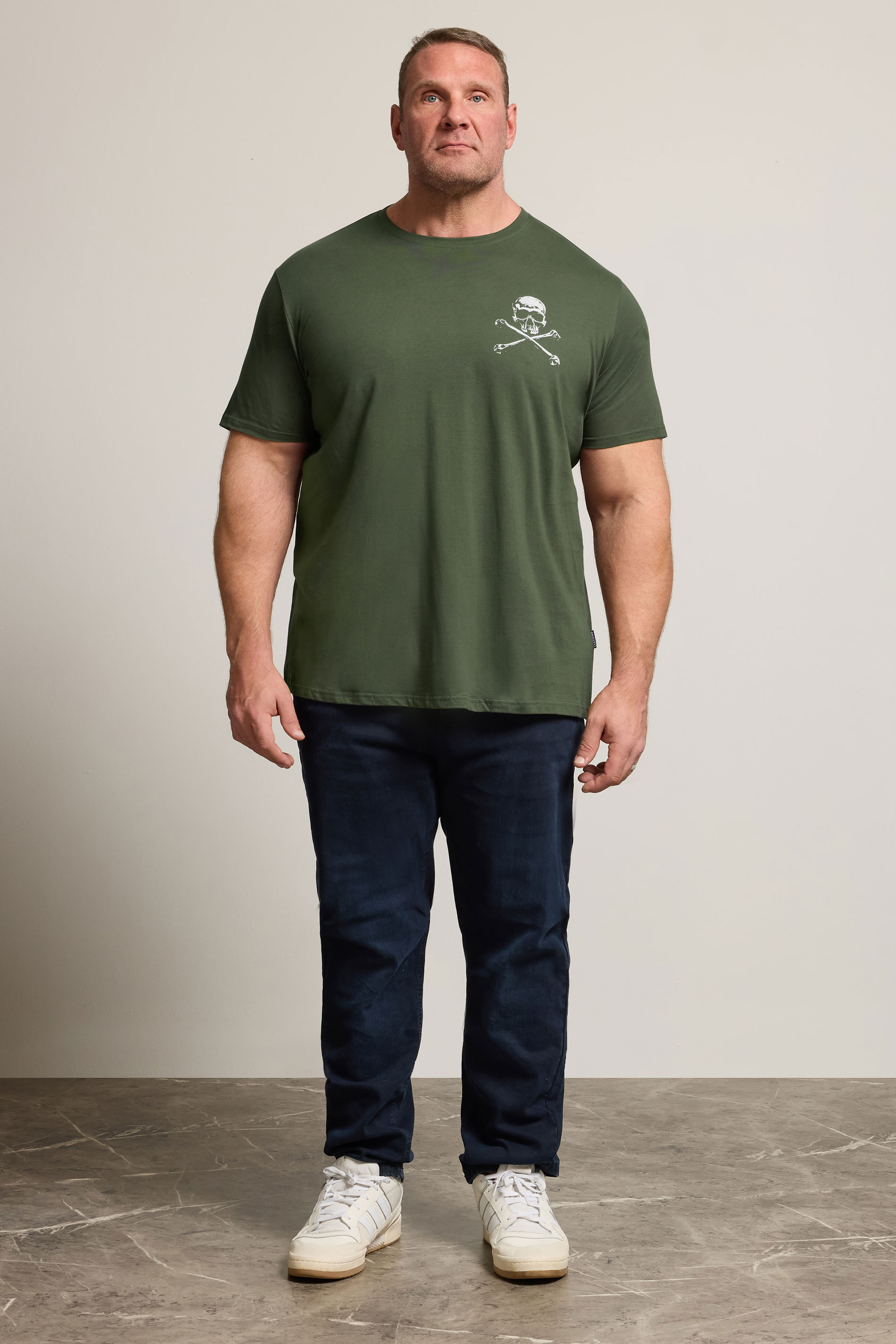  BadRhino Big & Tall Khaki Green Skull & Crossbones Graphic T-Shirt | BadRhino 3