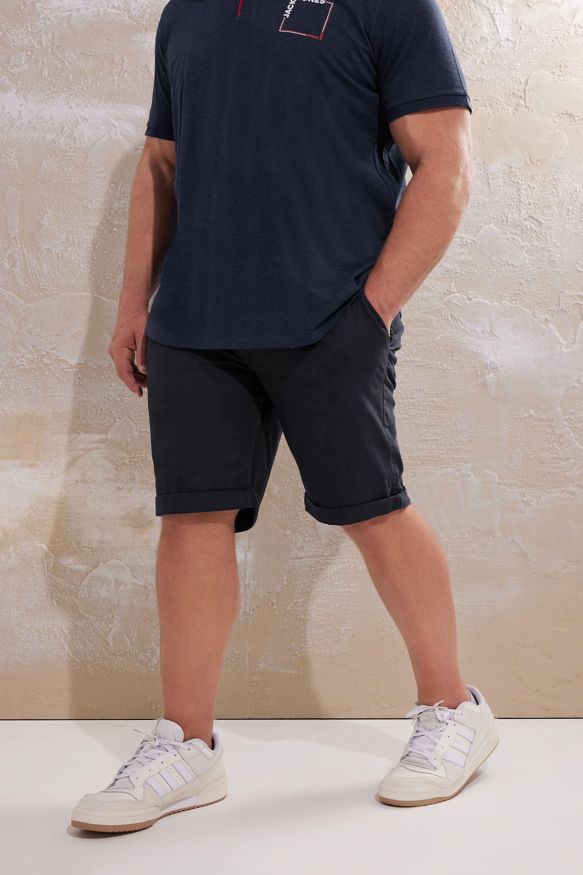JACK & JONES Big & Tall Navy Blue Chino Shorts | Badrhino 1