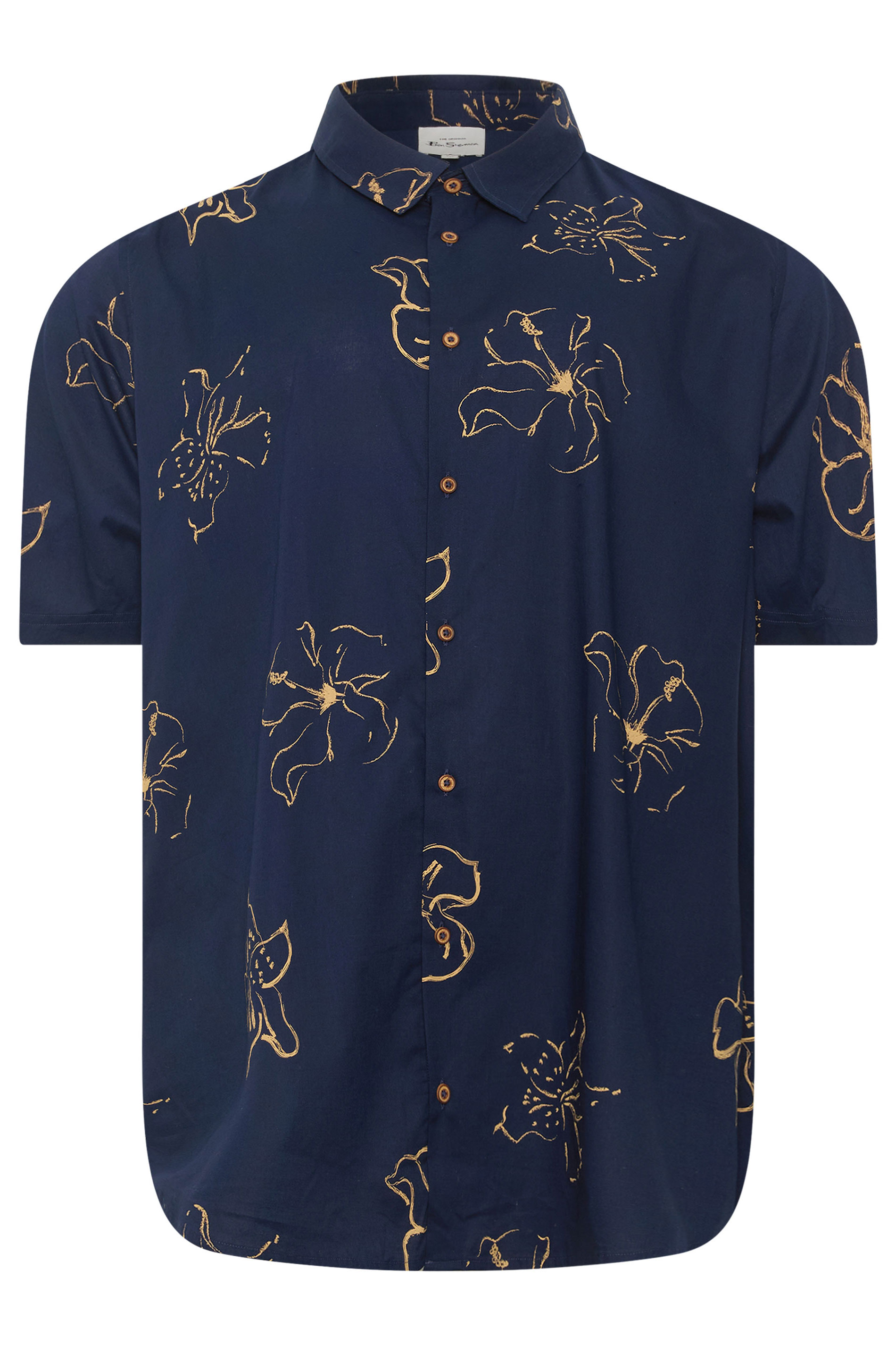 BEN SHERMAN Big & Tall Navy Blue Floral Print Shirt | BadRhino 2