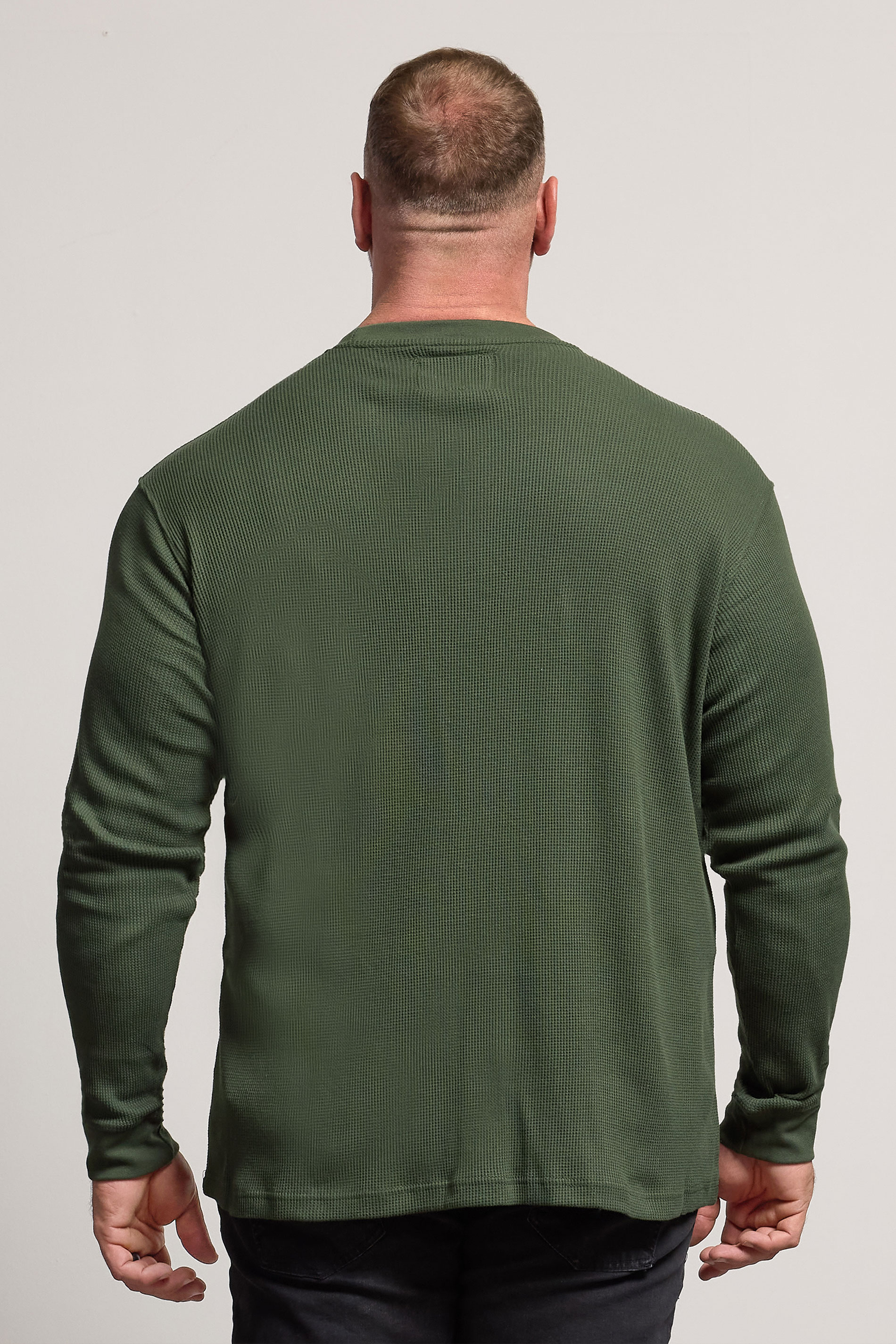 BadRhino Big & Tall Dark Green Waffle Texture Long sleeve T-Shirt | BadRhino 3