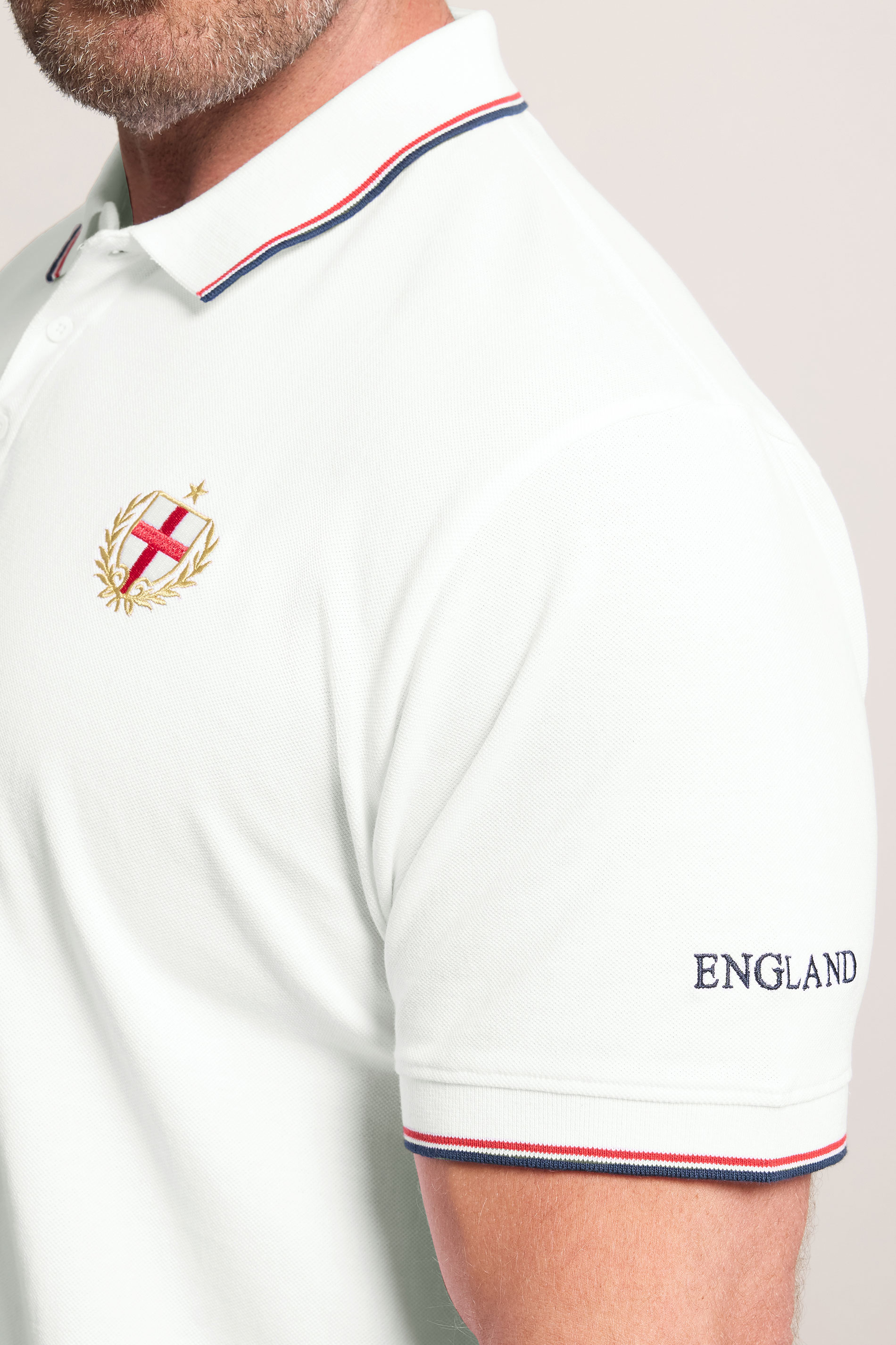 BadRhino Big & Tall White England Embroided Polo Shirt | BadRhino 6