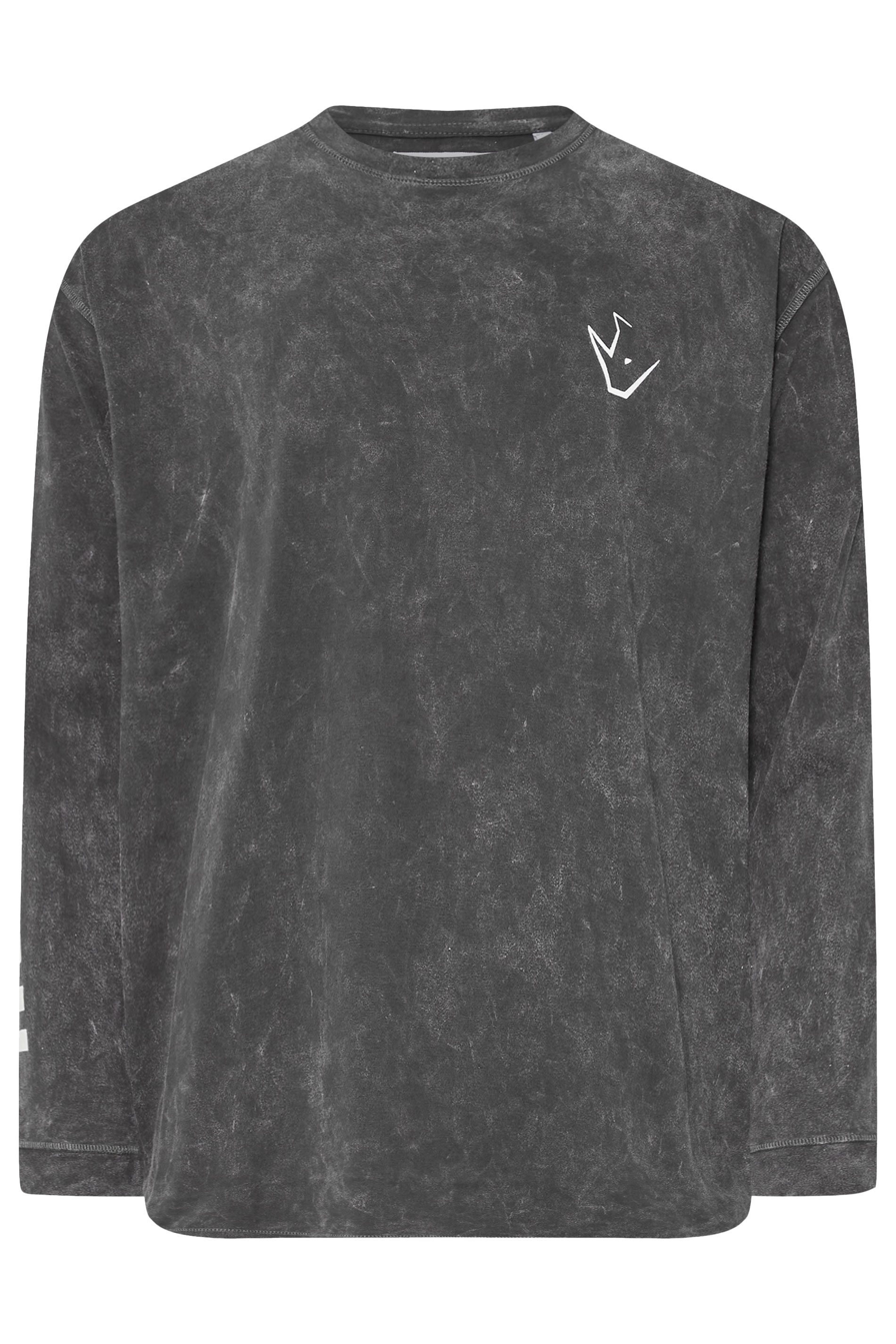 IronRhino Big & Tall Grey Long Sleeve Acid Wash T-Shirt | BadRhino 6