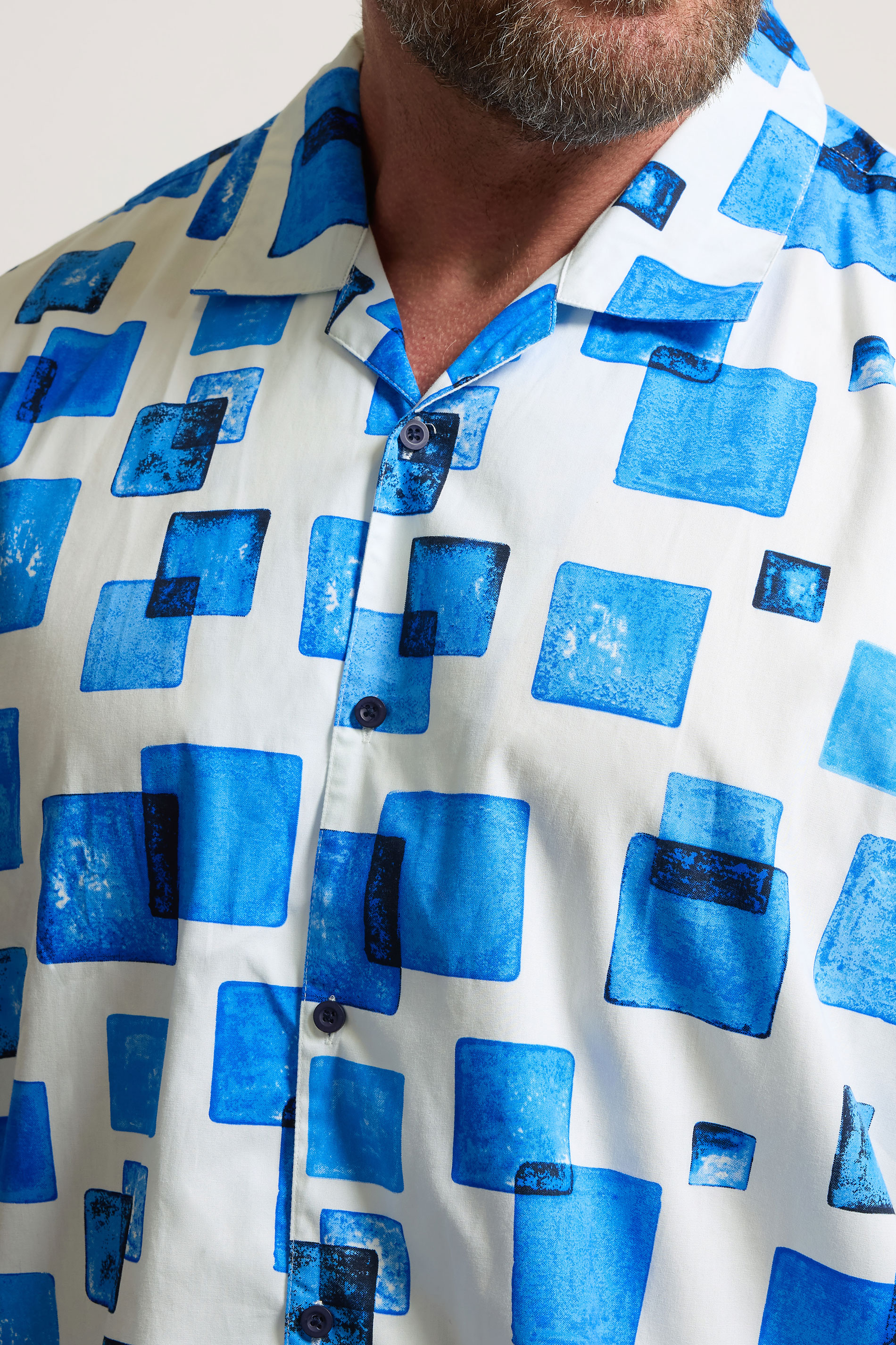 BadRhino BIg & Tall White Square Print Peached Short Sleeve Shirt | BadRhino 5