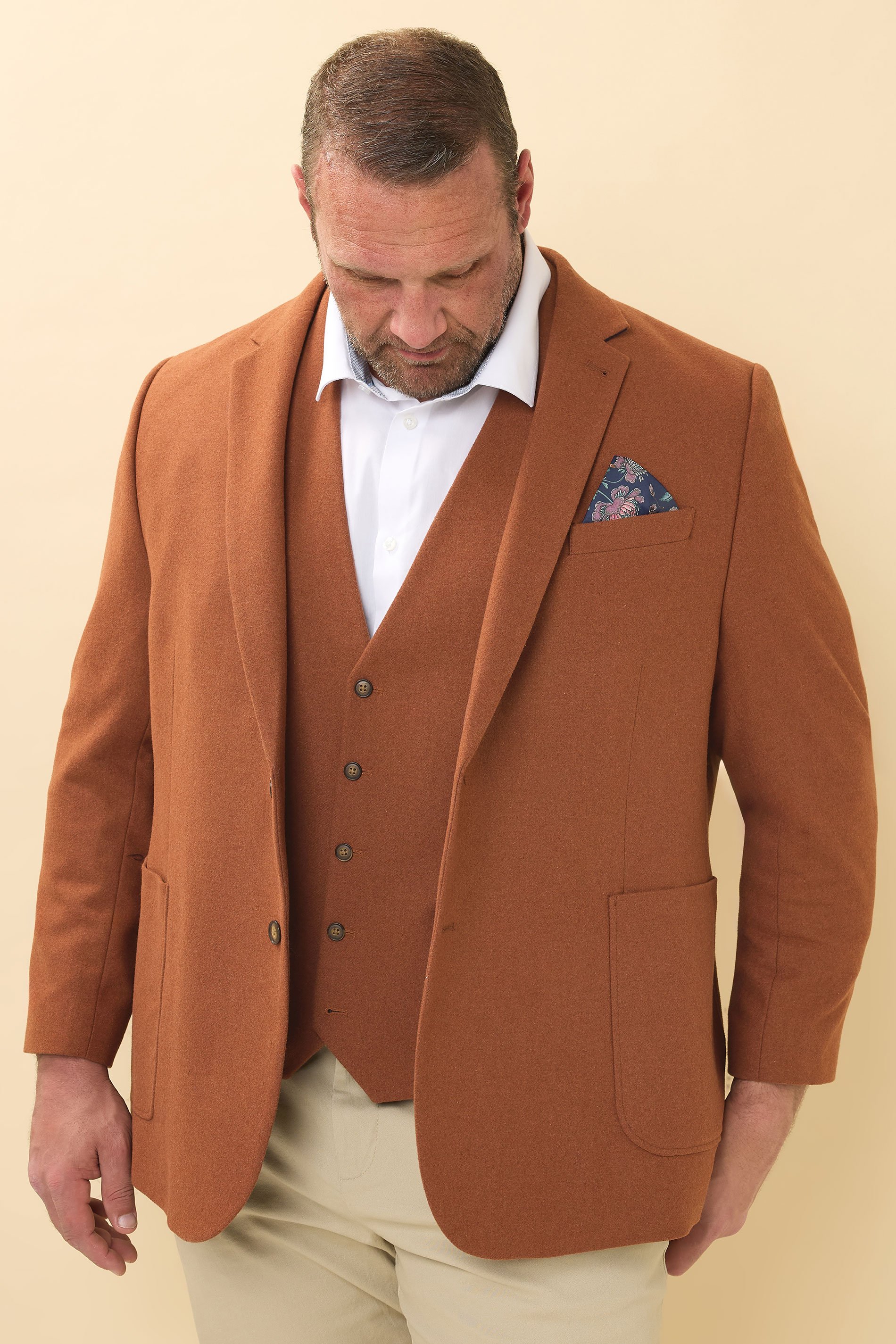 BadRhino Tailoring Big & Tall Rust Orange Tweed Suit Jacket | BadRhino 3