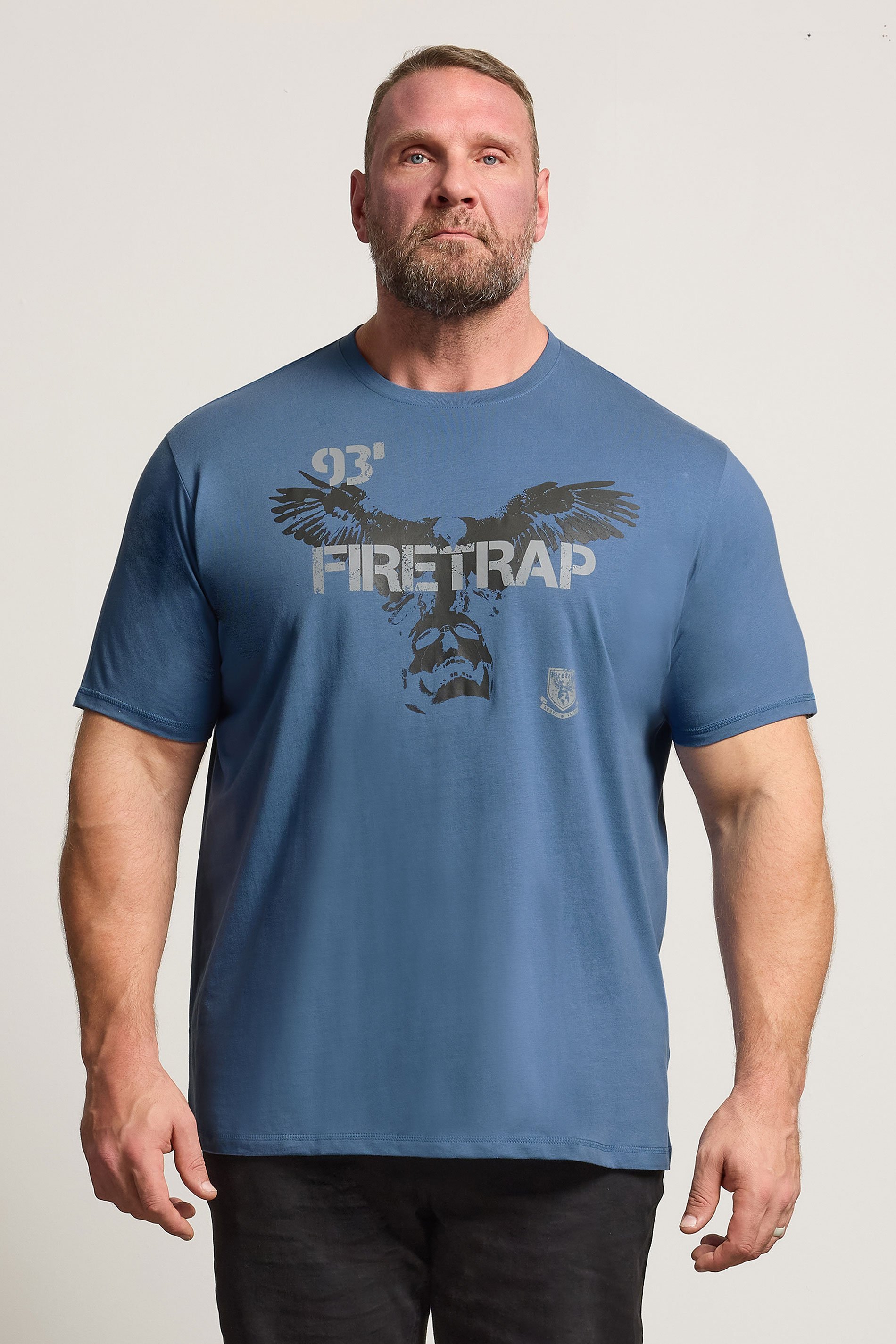 FIRETRAP Big & Tall Blue Hawke Print T-Shirt | BadRhino 1