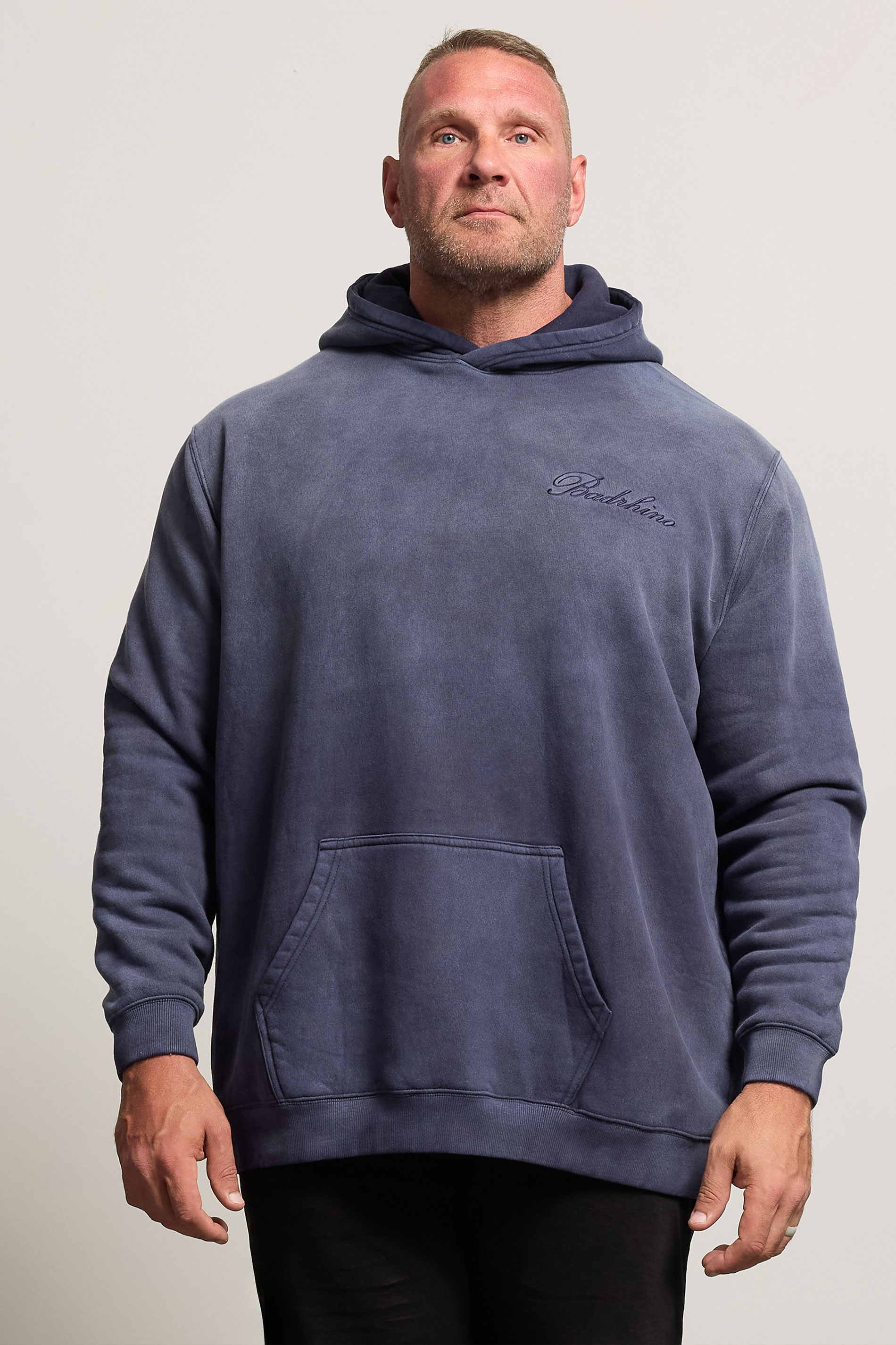 BadRhino Big & Tall Navy Blue Sun Bleached Hoodie | BadRhino 2