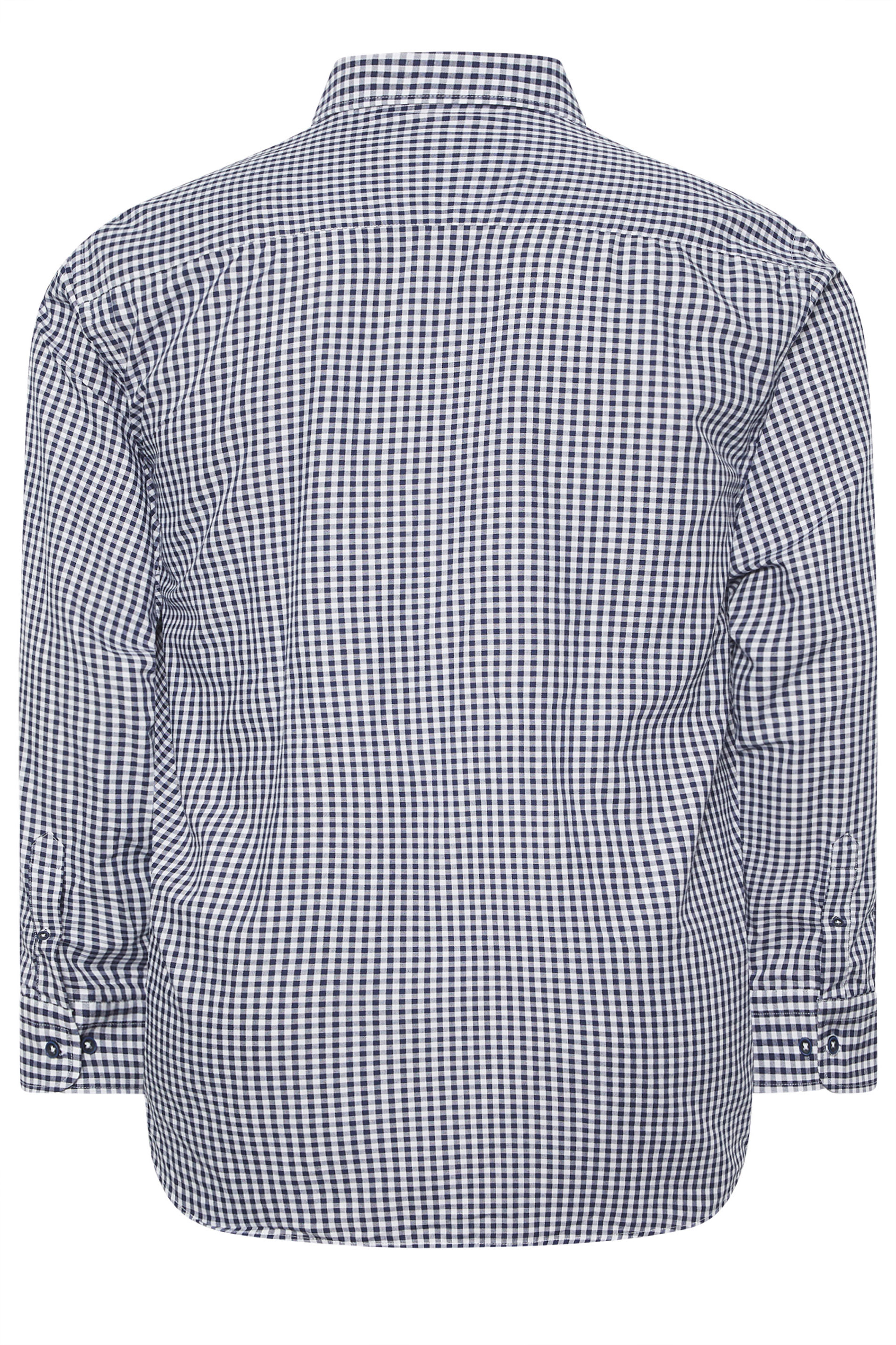 KAM Big & Tall Navy Blue Long Sleeve Gingham Shirt | BadRhino 2