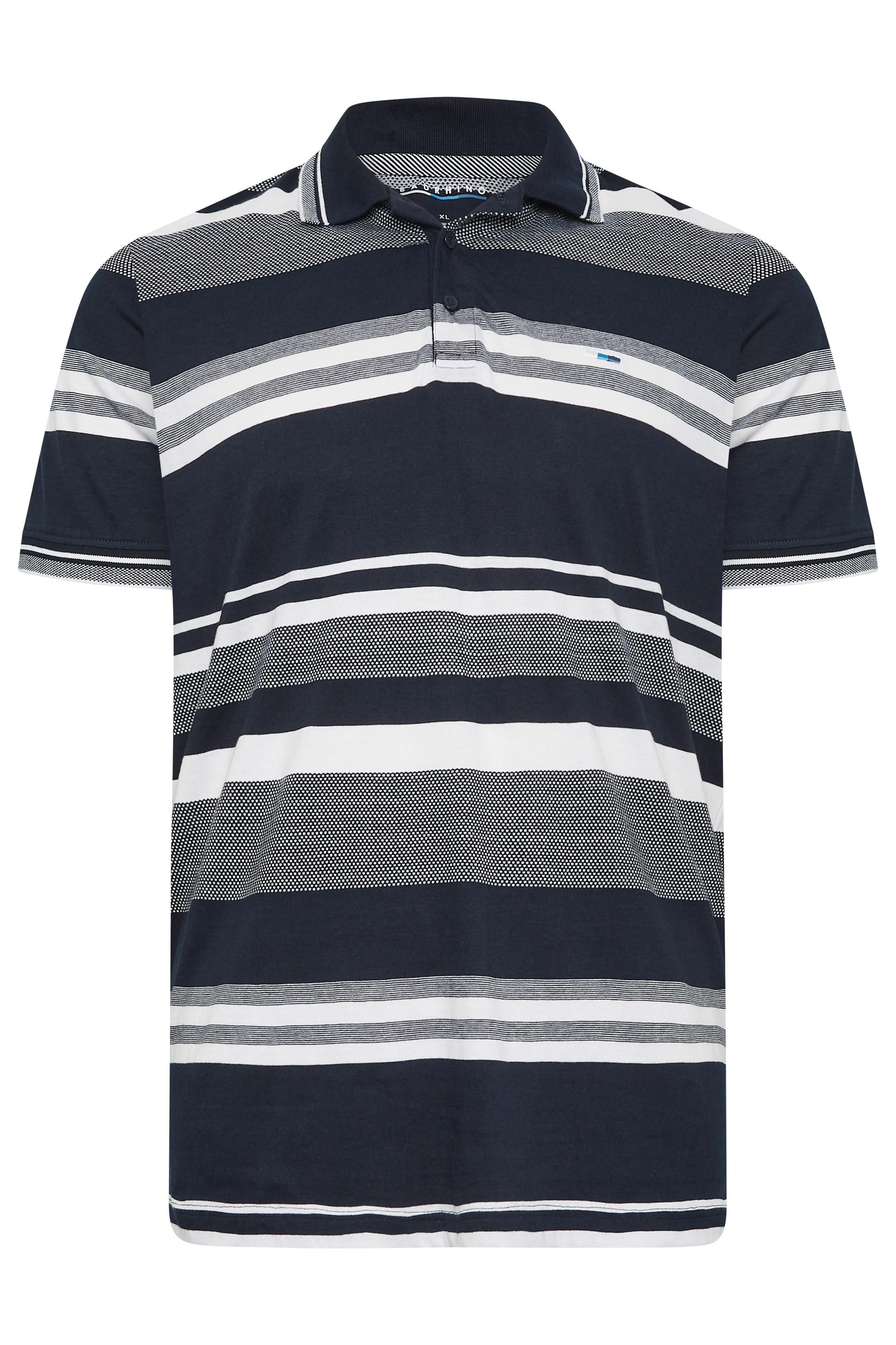 BadRhino Big & Tall Navy Blue & White Stripe Polo Shirt | BadRhino 4