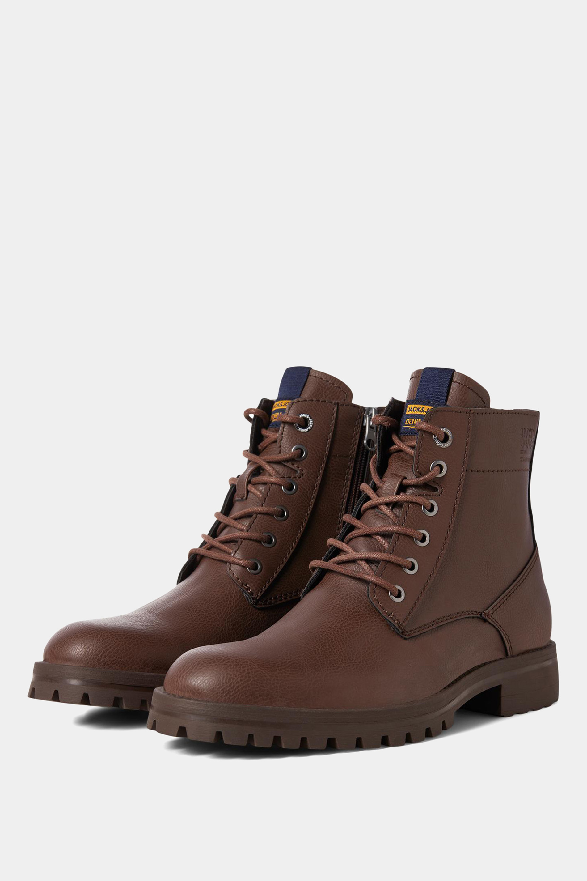 JACK & JONES Big & Tall Brown Faux Leather Boots | BadRhino  1