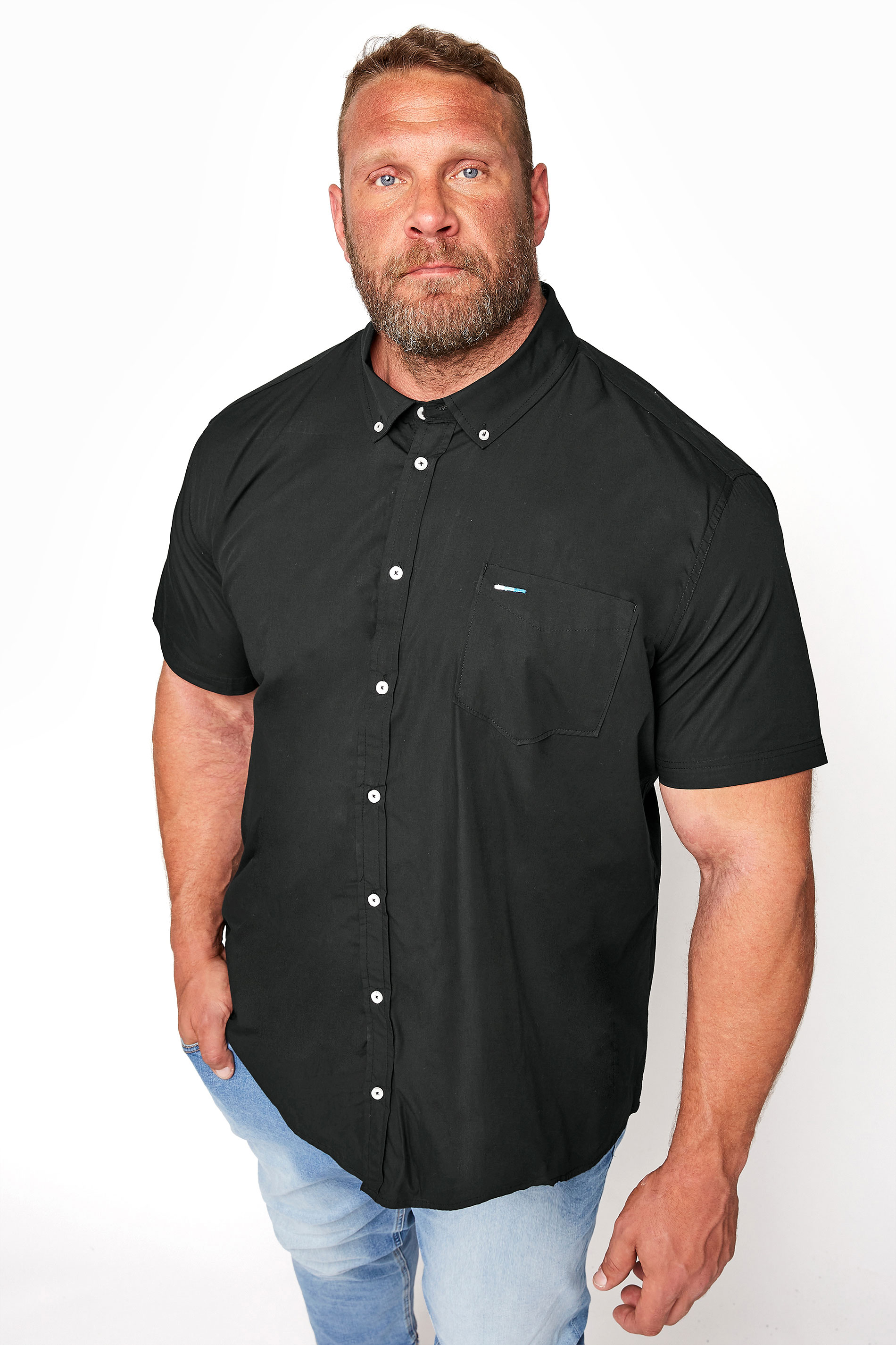 BadRhino Big & Tall Black Logo Poplin Short Sleeve Shirt | BadRhino 1