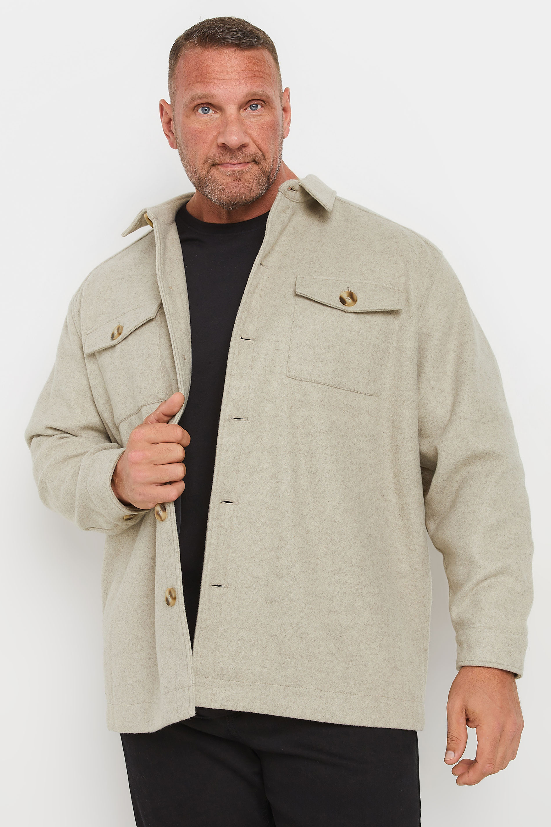 BadRhino Big & Tall Natural Brown Premium Button Down Shacket | BadRhino 2
