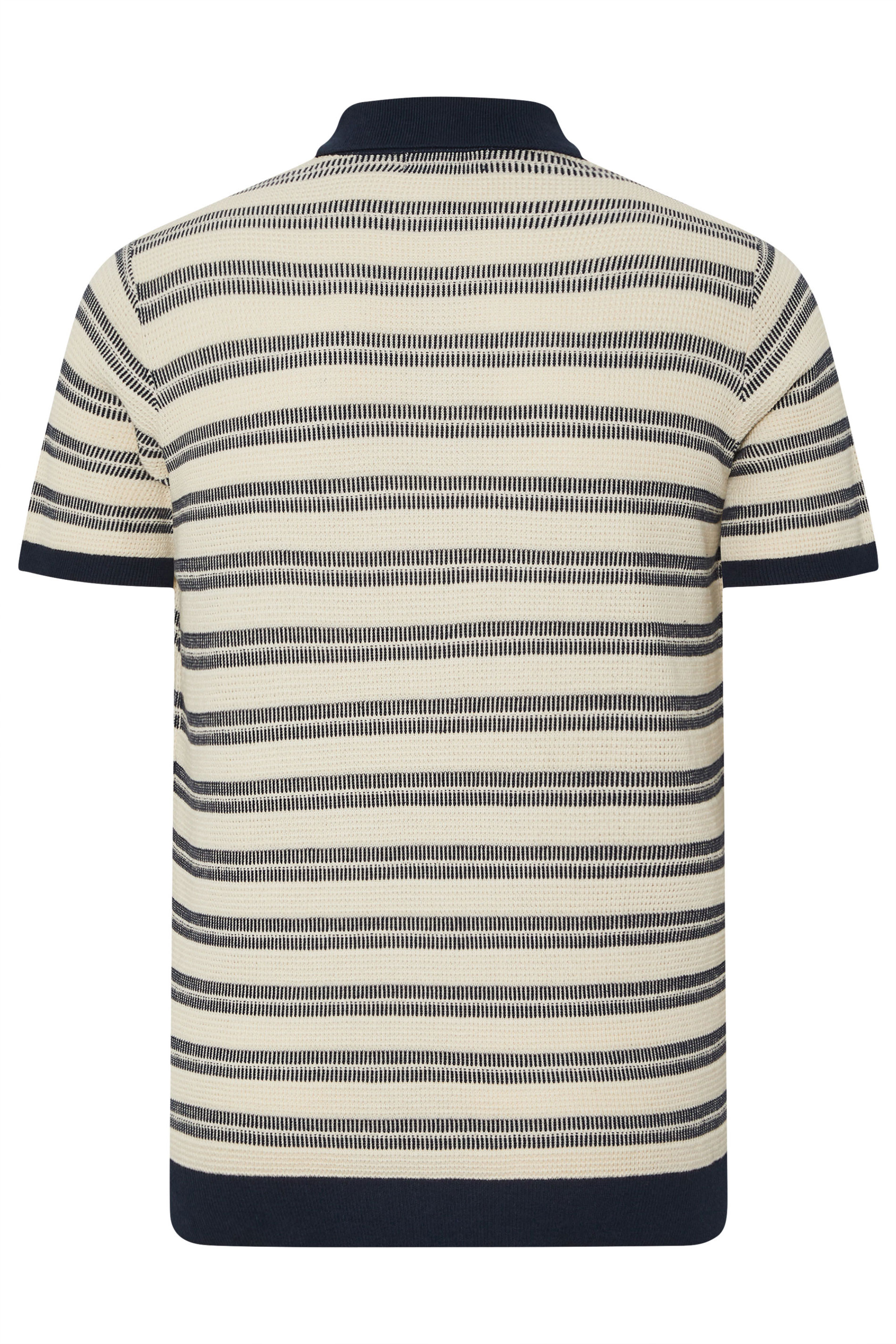 BadRhino Big & Tall Navy Blue & Cream Knitted Polo Shirt | BadRhino 9