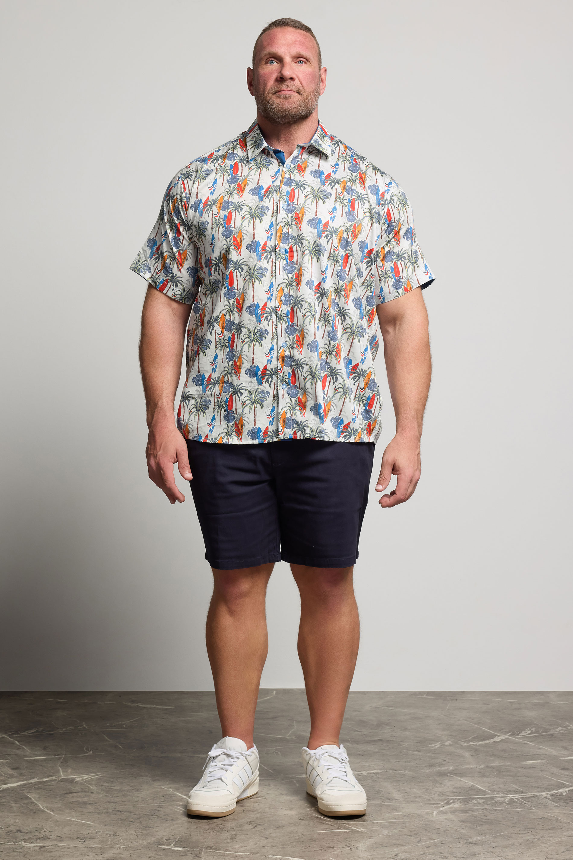 KAM Big & Tall White Palm Tree & Surf Print Shirt | BadRhino 2