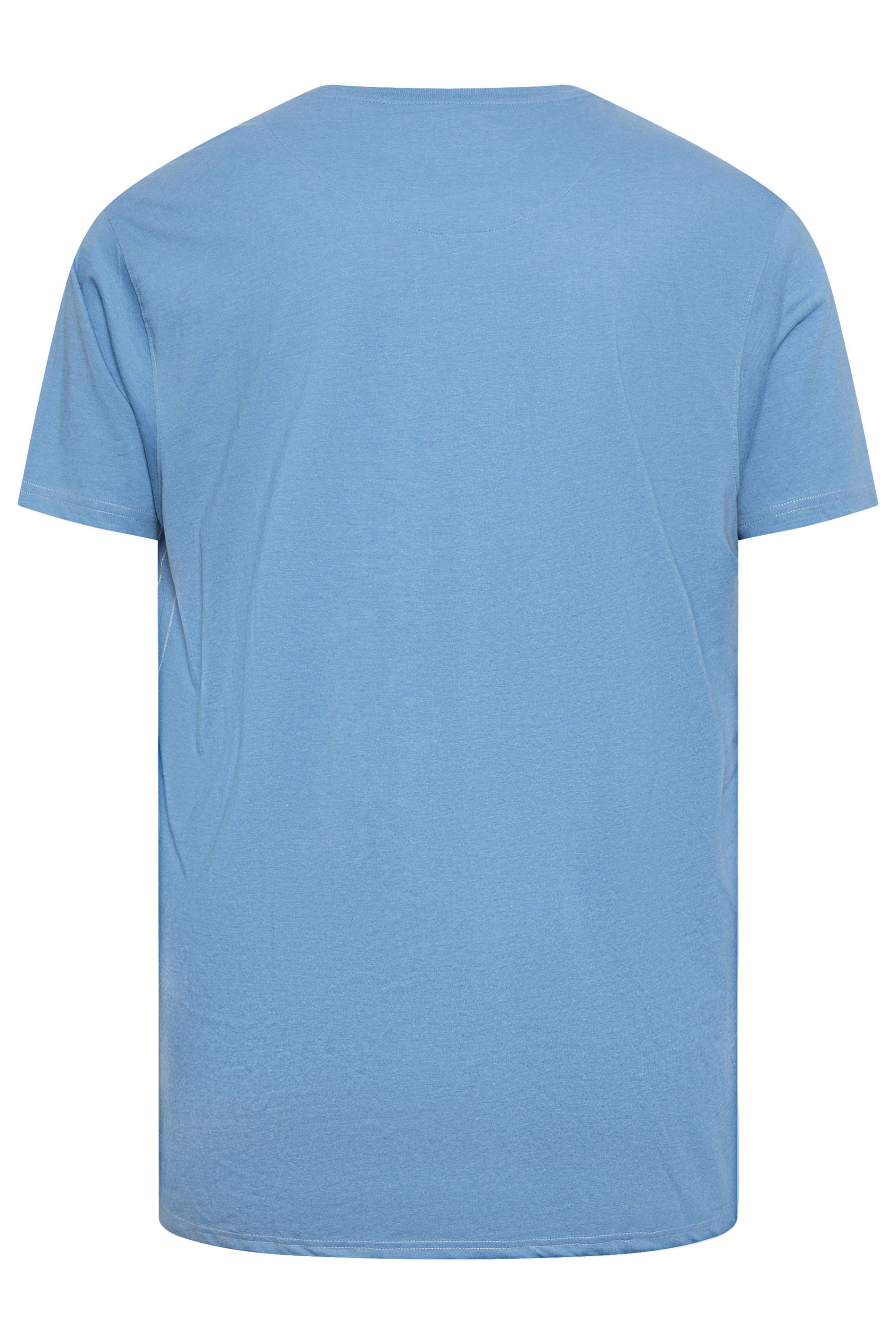 KAM Big & Tall Powder Blue Marl 'Long Beach' T-Shirt | BadRhino 3