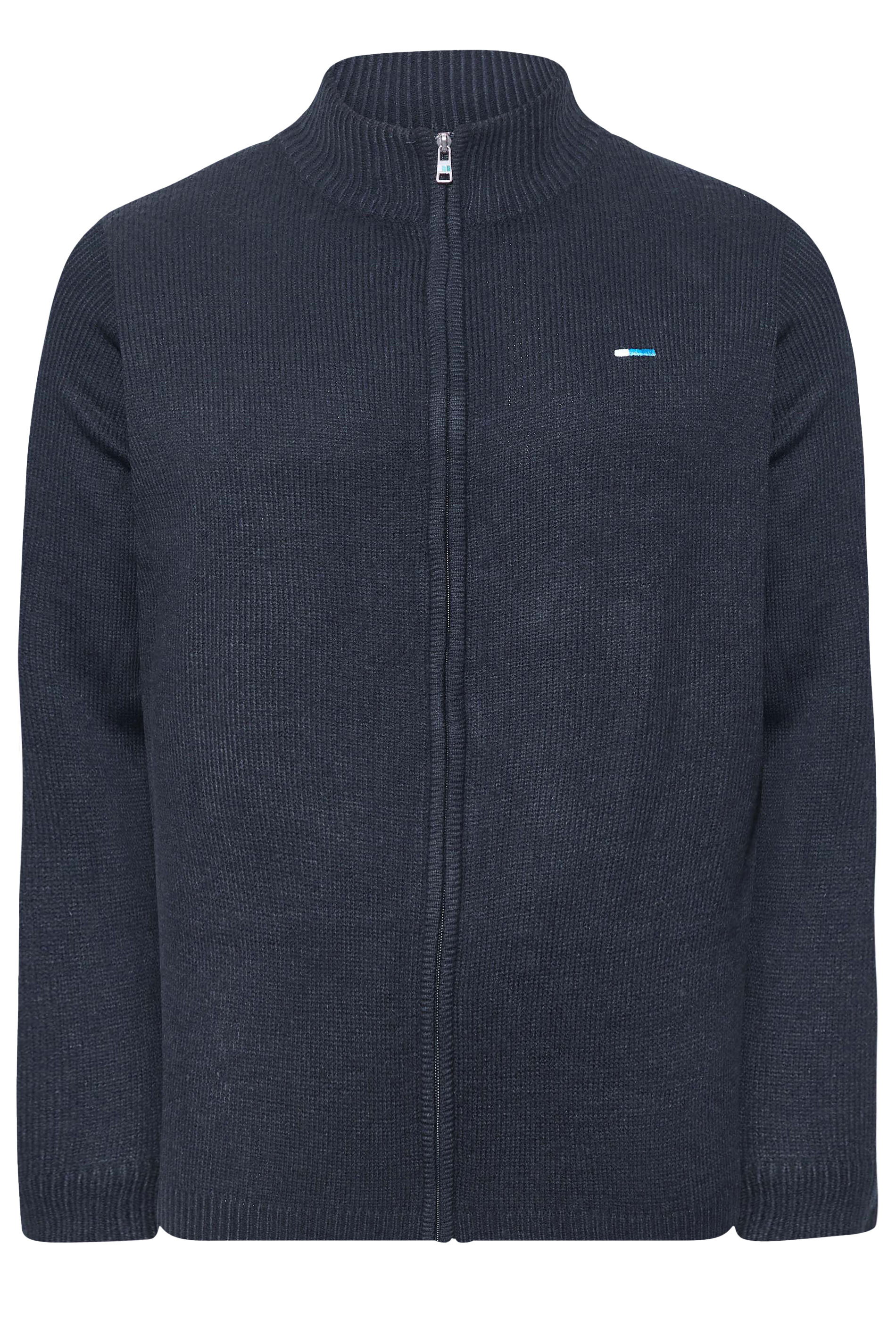 BadRhino Navy Blue Essential Full Zip Knitted Jumper | BadRhino 3