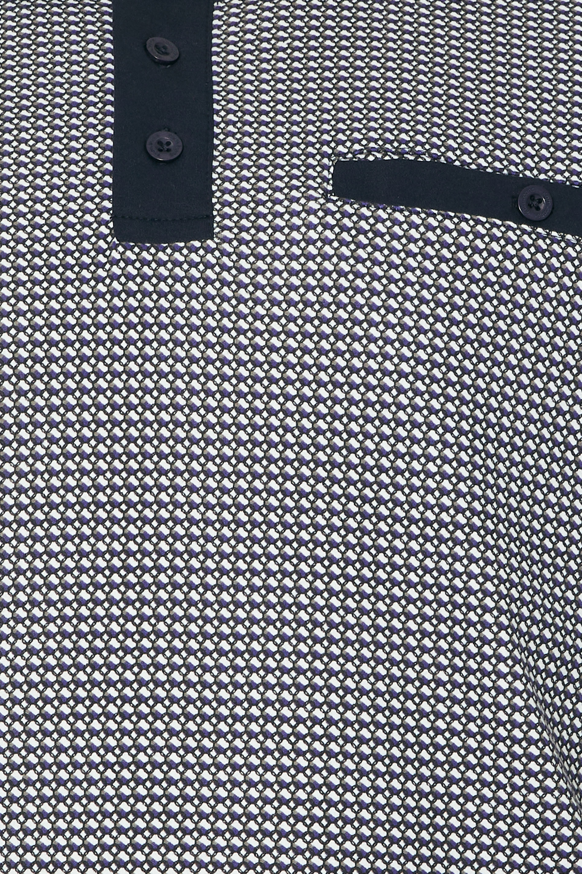 KAM Navy Blue Geometric Print Short Sleeve Polo Shirt | BadRhino 3